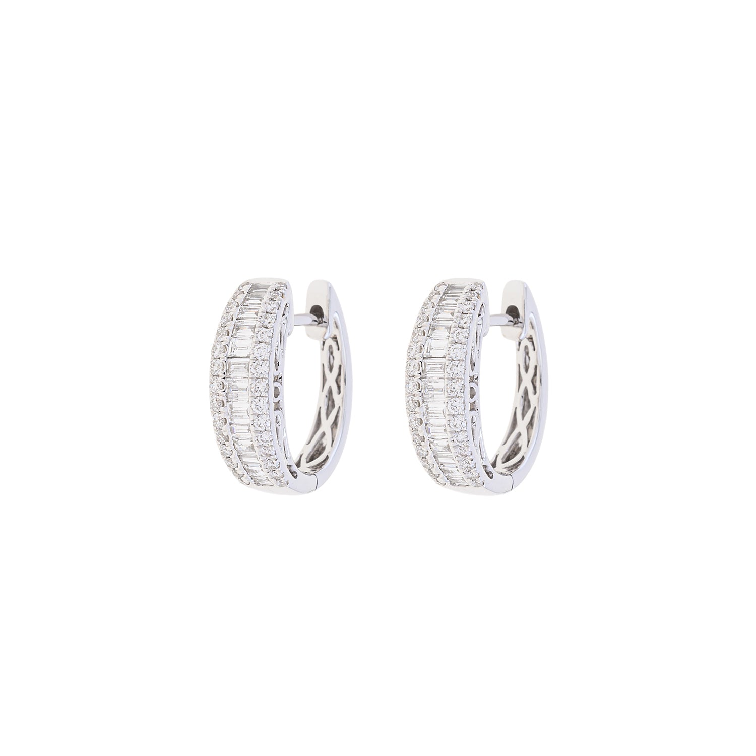 Baguette Cut Diamonds Hoop Earrings