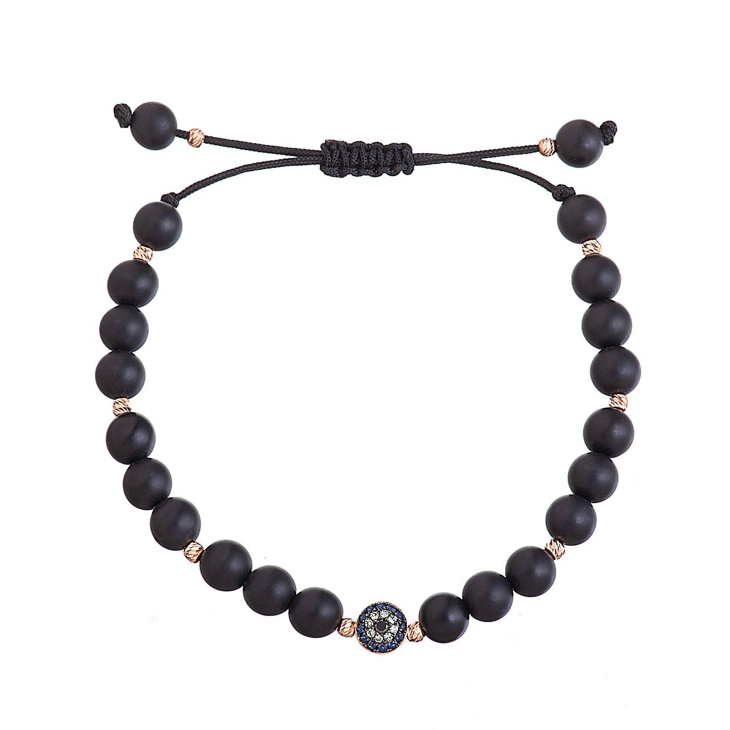 Evil Eye Onyx Bead Bracelet