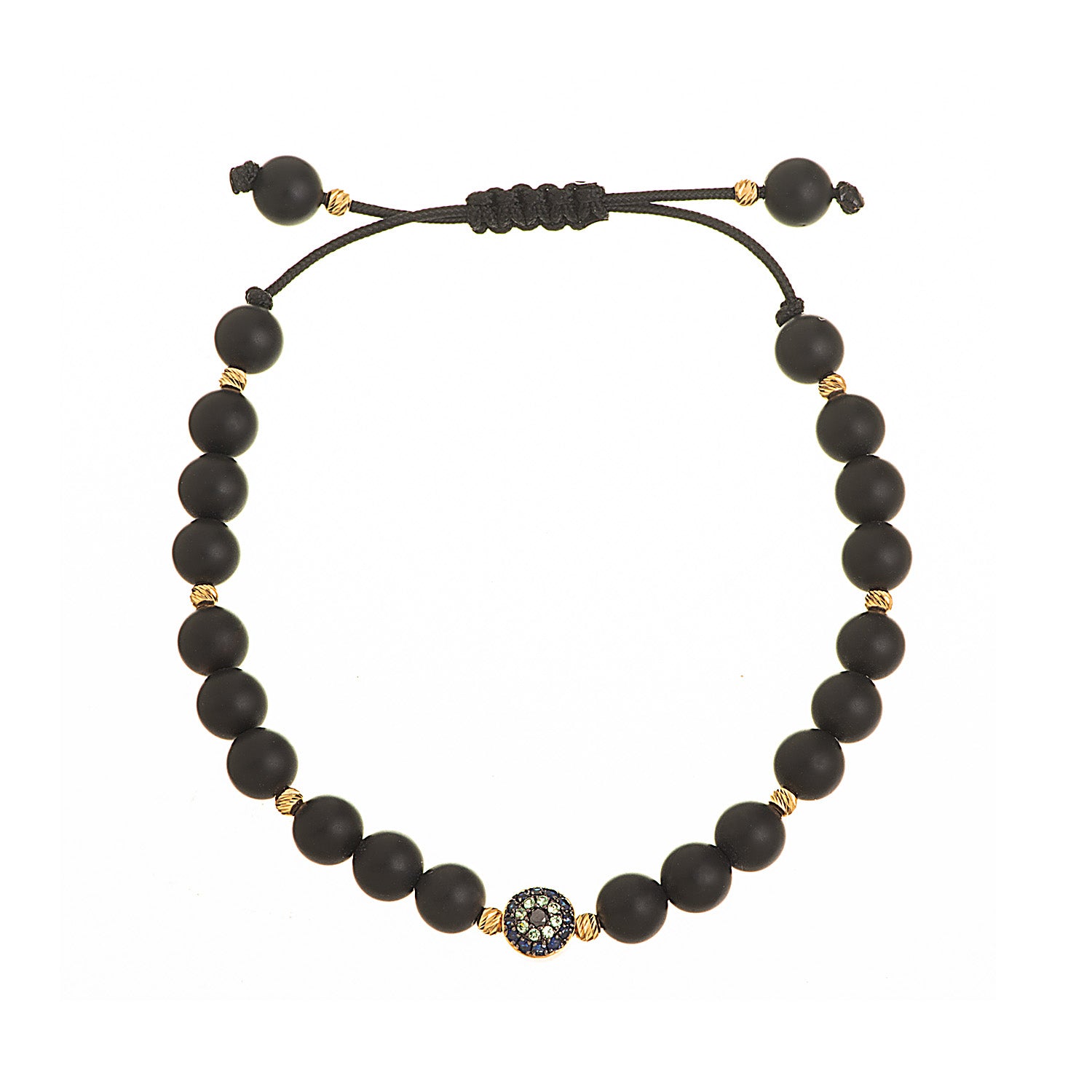 Evil Eye Onyx Bead Bracelet