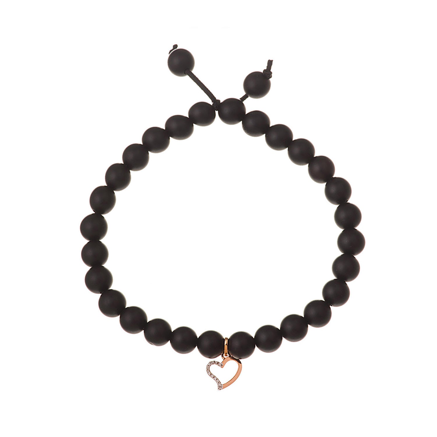 Heart Pendant Onyx Bracelet