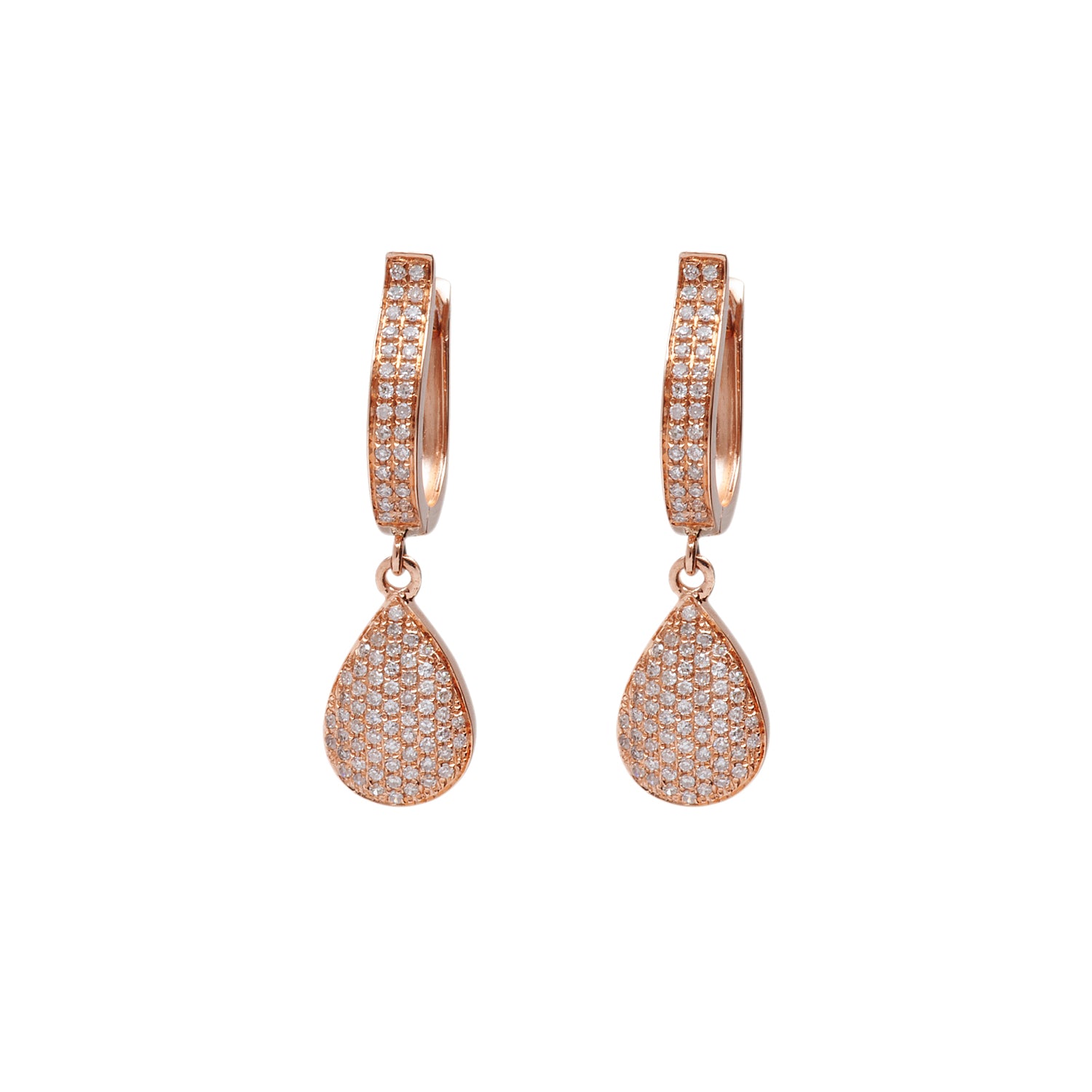 Diamond Hoops. Tear drop earring. Rose gold hoops. Hoop earrings.'