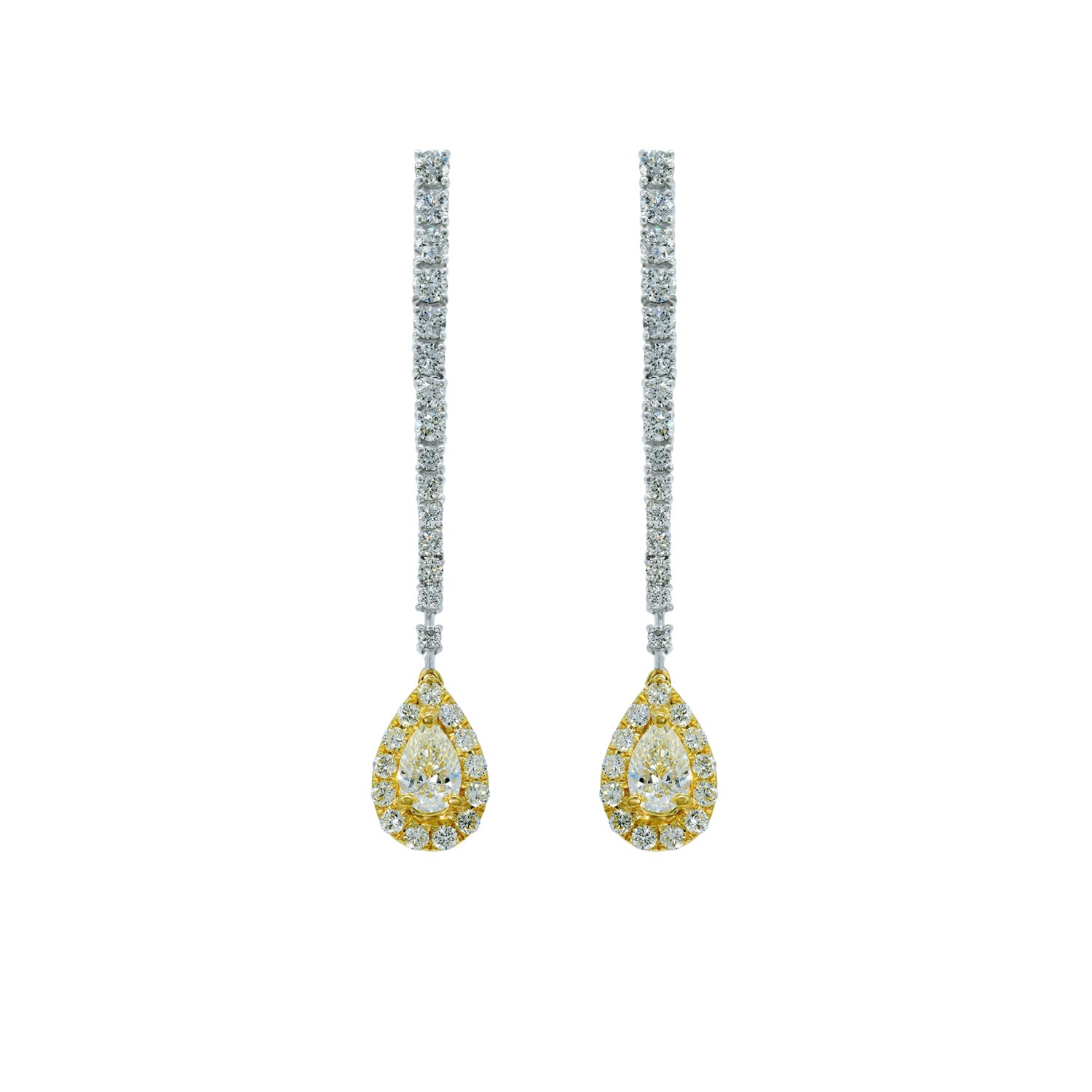 Yellow Diamond Drop Earrings. Σκουλαρίκι με κίτρινο διαμάντι και μπριγιάν.
