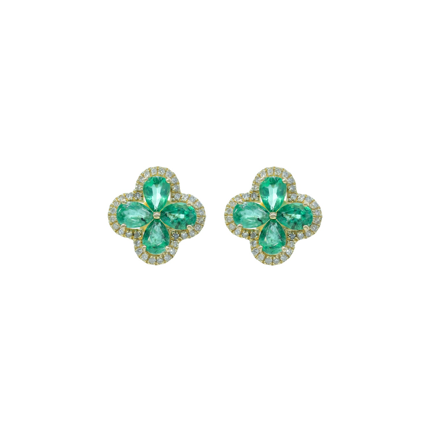 Emerald flower earring. Diamond earring, Flower earring. Fine jewelry. Anatol. Χρυσό σκουλαρίκι, Σκουλαρίκι με μπριγιάν. Σκουλαρίκι με σμαράγδι. Σουλαρίκι λουλούδι. Χρυσά κοσμήματα. Κοσμήματα Κηφισιά. Golden Hall.