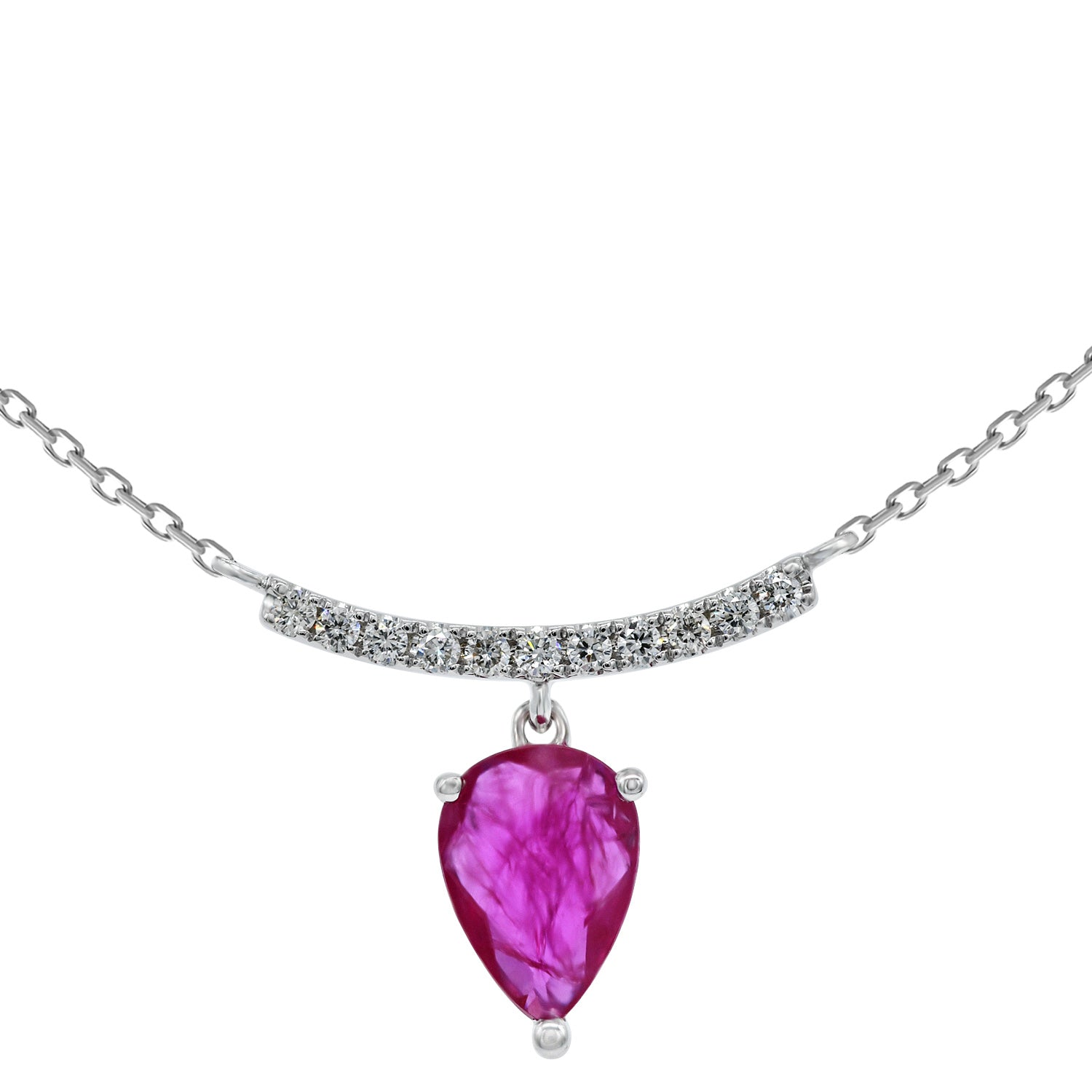 Ruby and diamond necklace. Diamond bar necklace. Ruby drom necklace. White Gold necklace. Κολιέ με ρουμπίνι. Λευκόχρυσο κολιέ με διαμάντια.