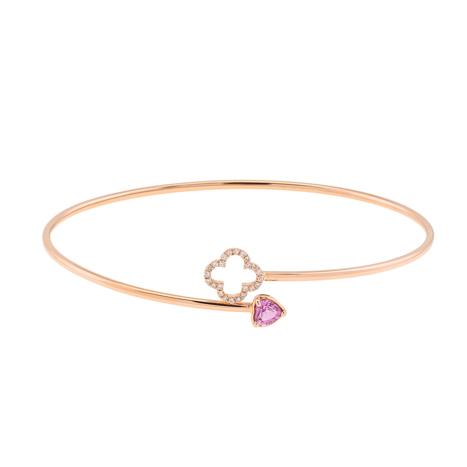 Pink Heart Bangle Bracelet