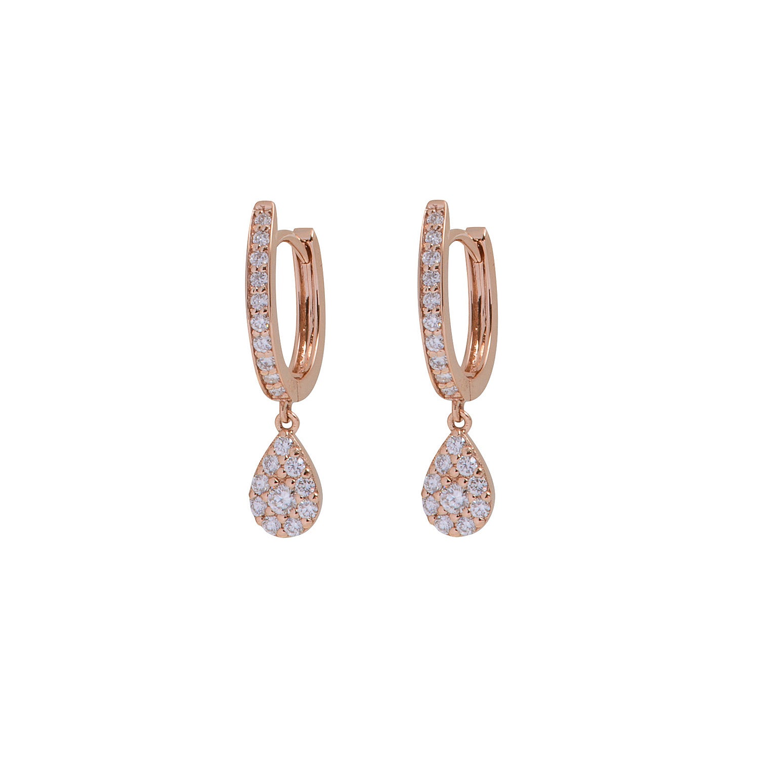 Diamond Pear Hanging Hoop Earrings