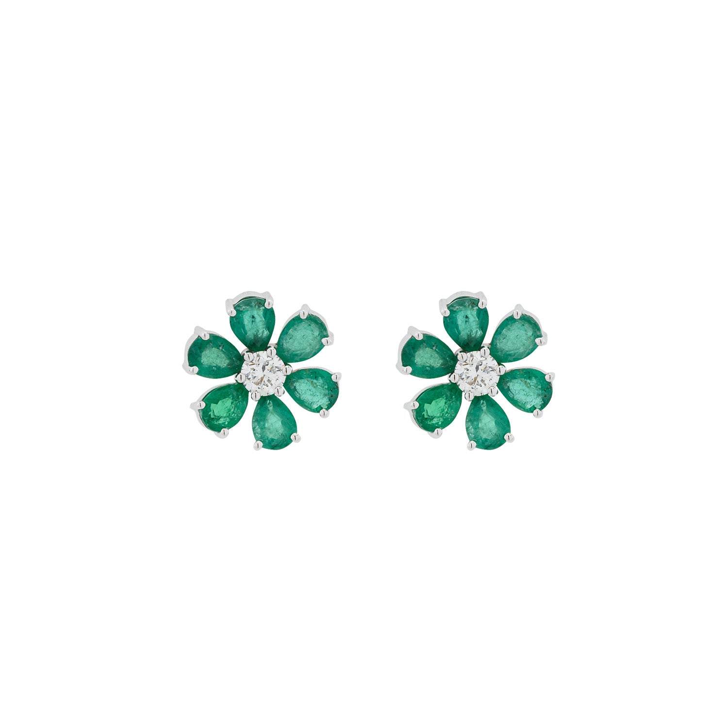 Emerald Earring. Gold and diamond earrings. Anatol. Evan Anatol. Golden Hall. Stud earring. Flower Earring.