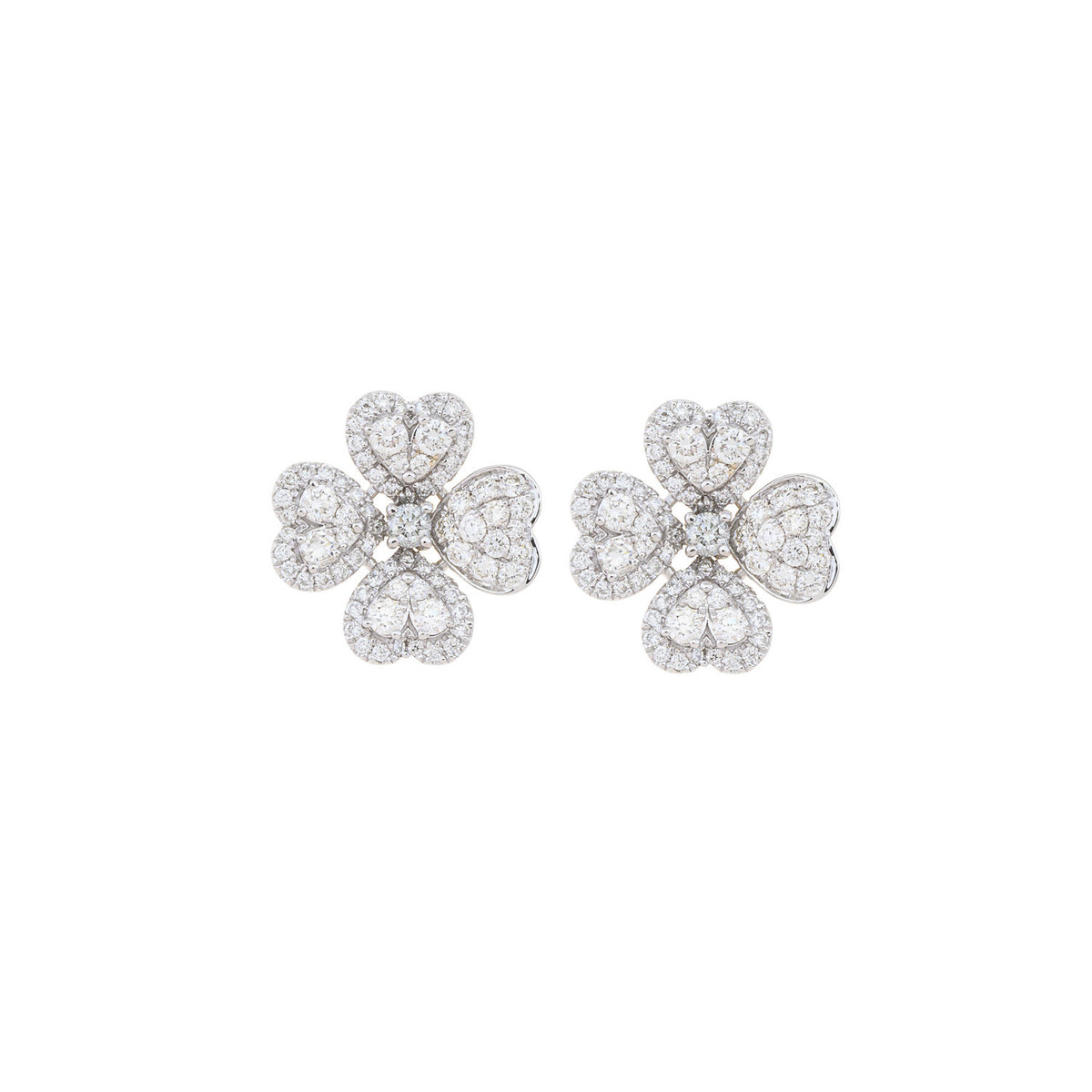 Fine Jewelry Earring. Gold and diamond earring. High end jewelry earring.. Anatol jewelry. Golden Hall. Χρυσά κοσμήματα. Diamond Clover Earrings.