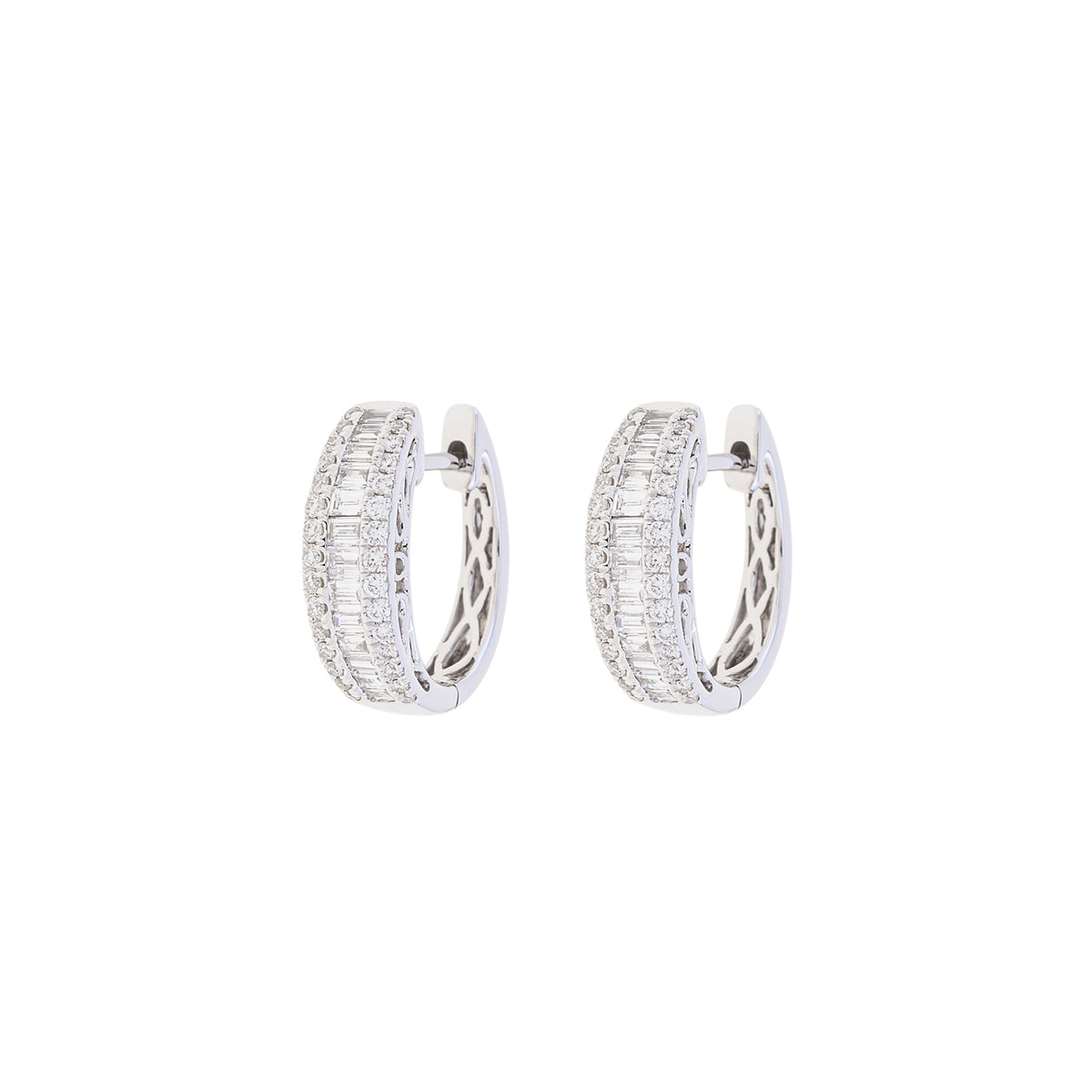 Baguette Cut Diamonds Hoop Earrings