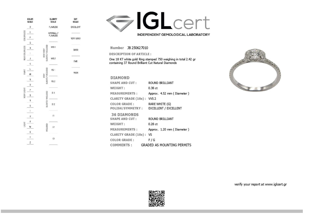 0.38CT, G, VS, Mirage Engagement Ring