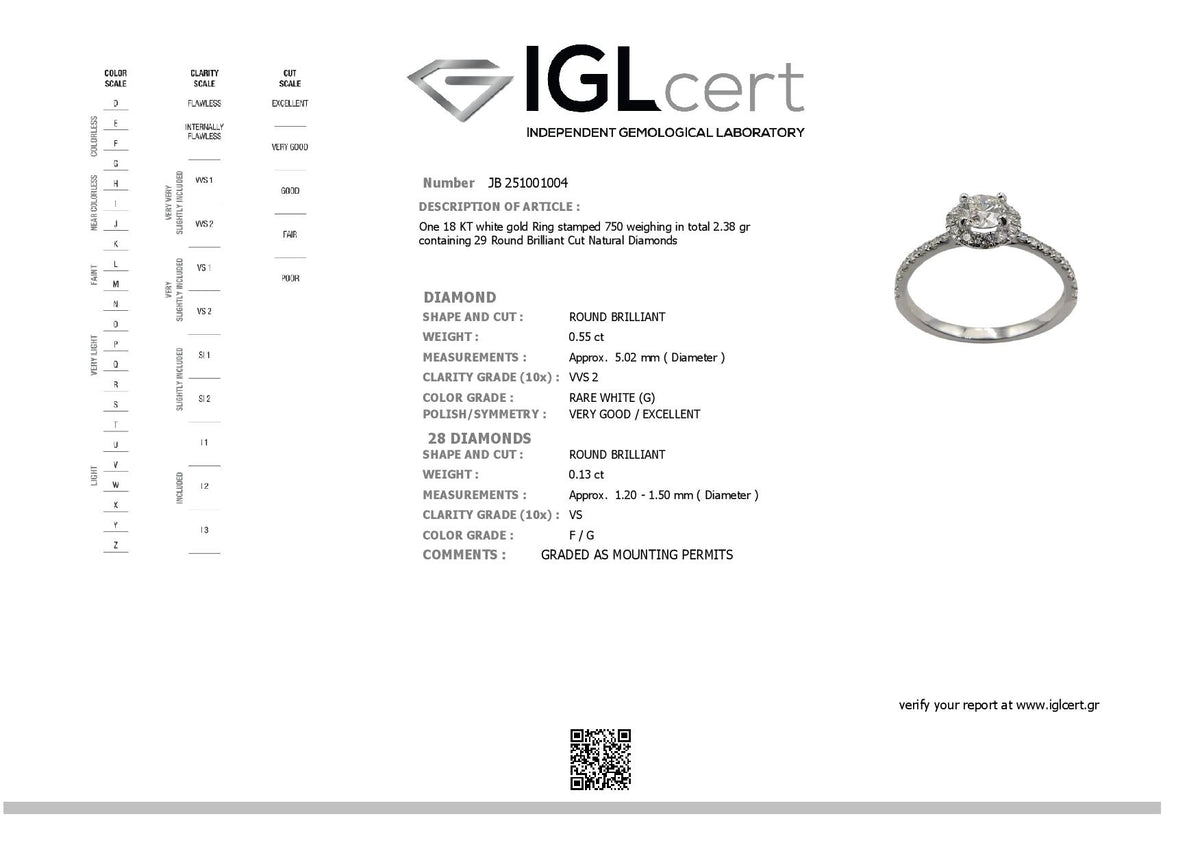 0.55ct, G, VVS2, Mirage Diamond Ring