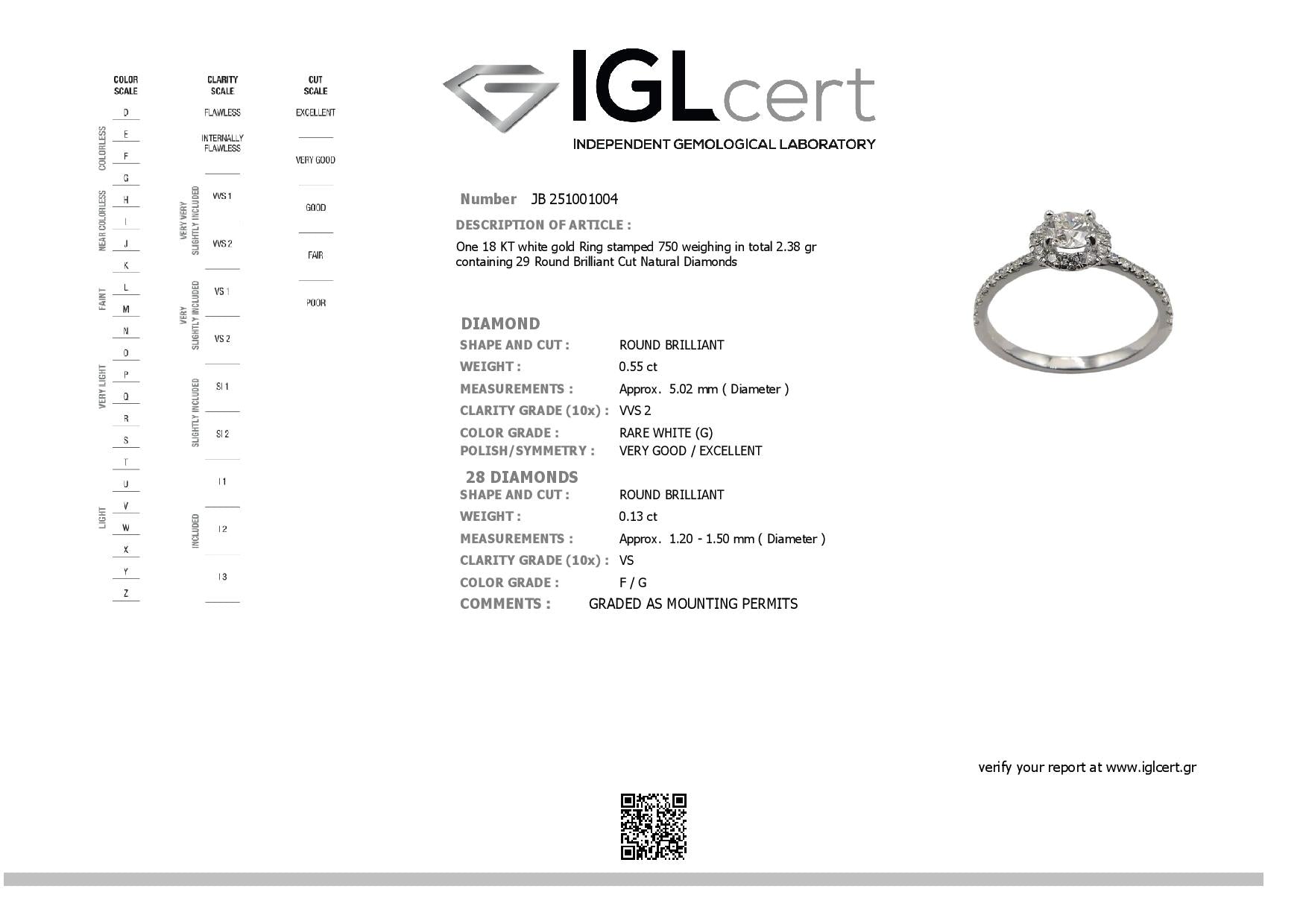 0.55ct, G, VVS2, Mirage Diamond Ring