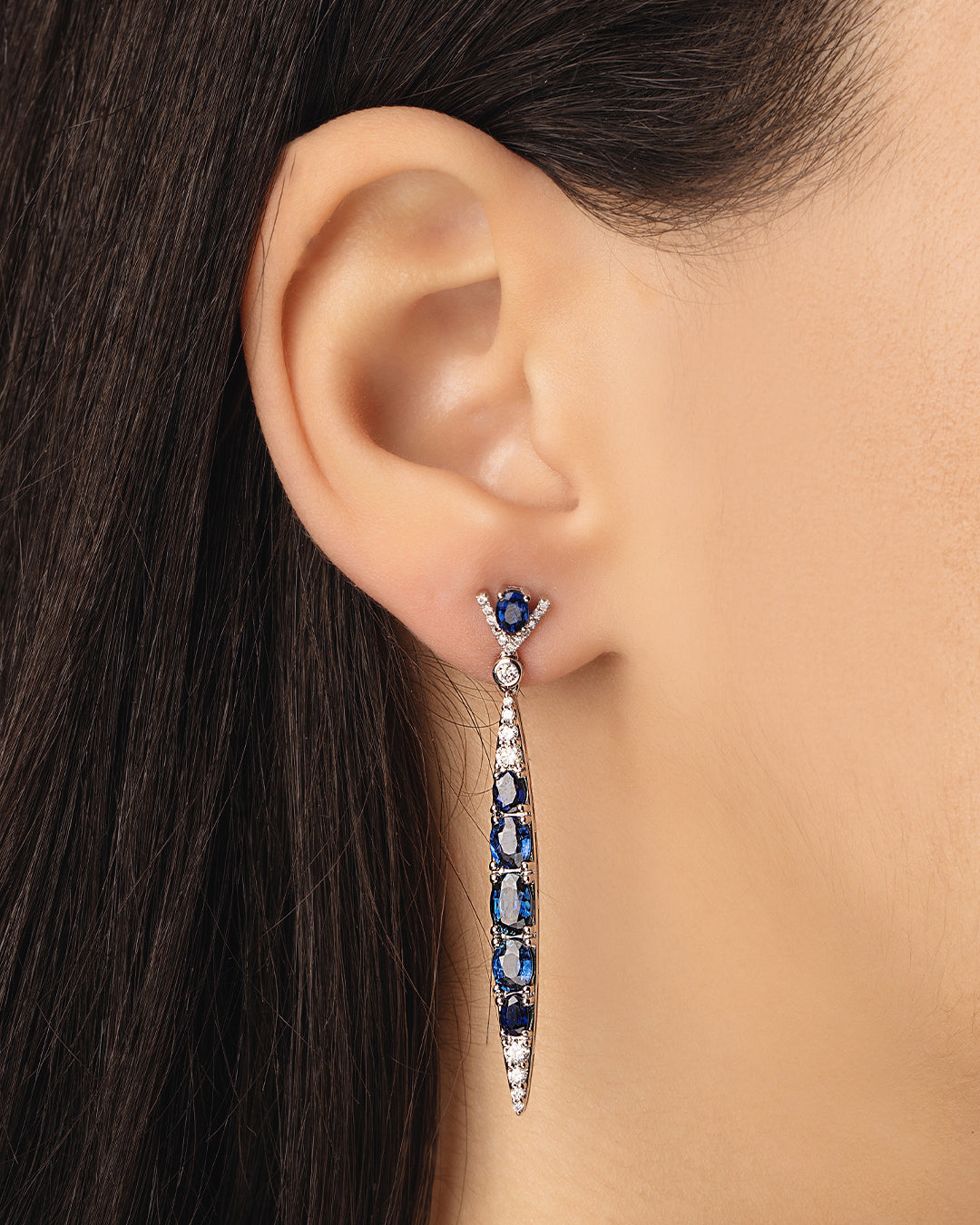 Diamond and Sapphire Point Earring