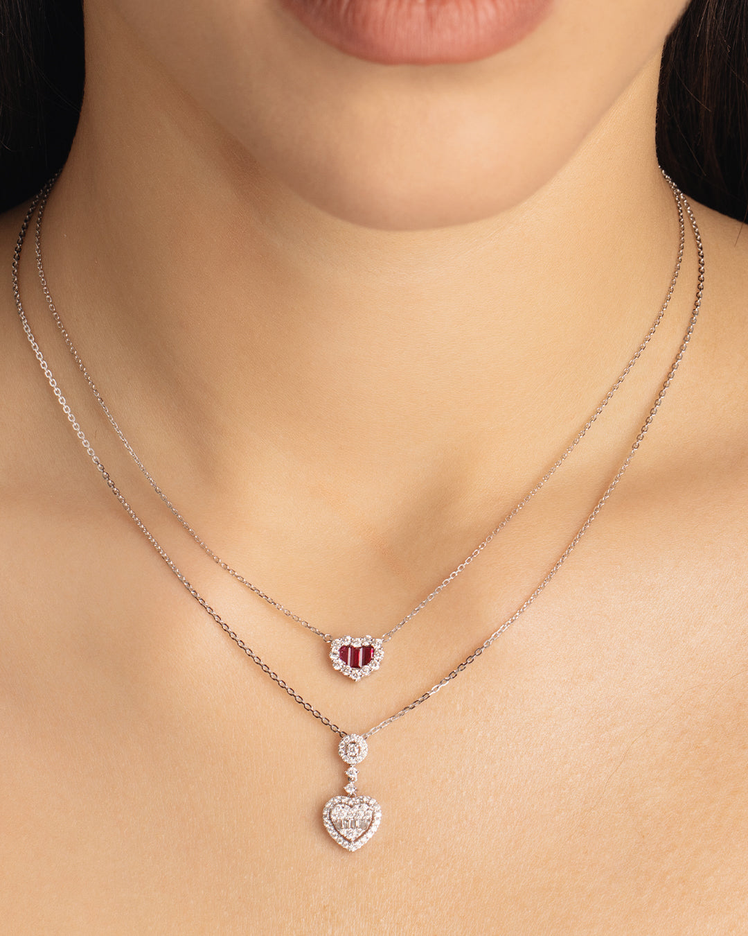 Ruby Heart Diamond Necklace