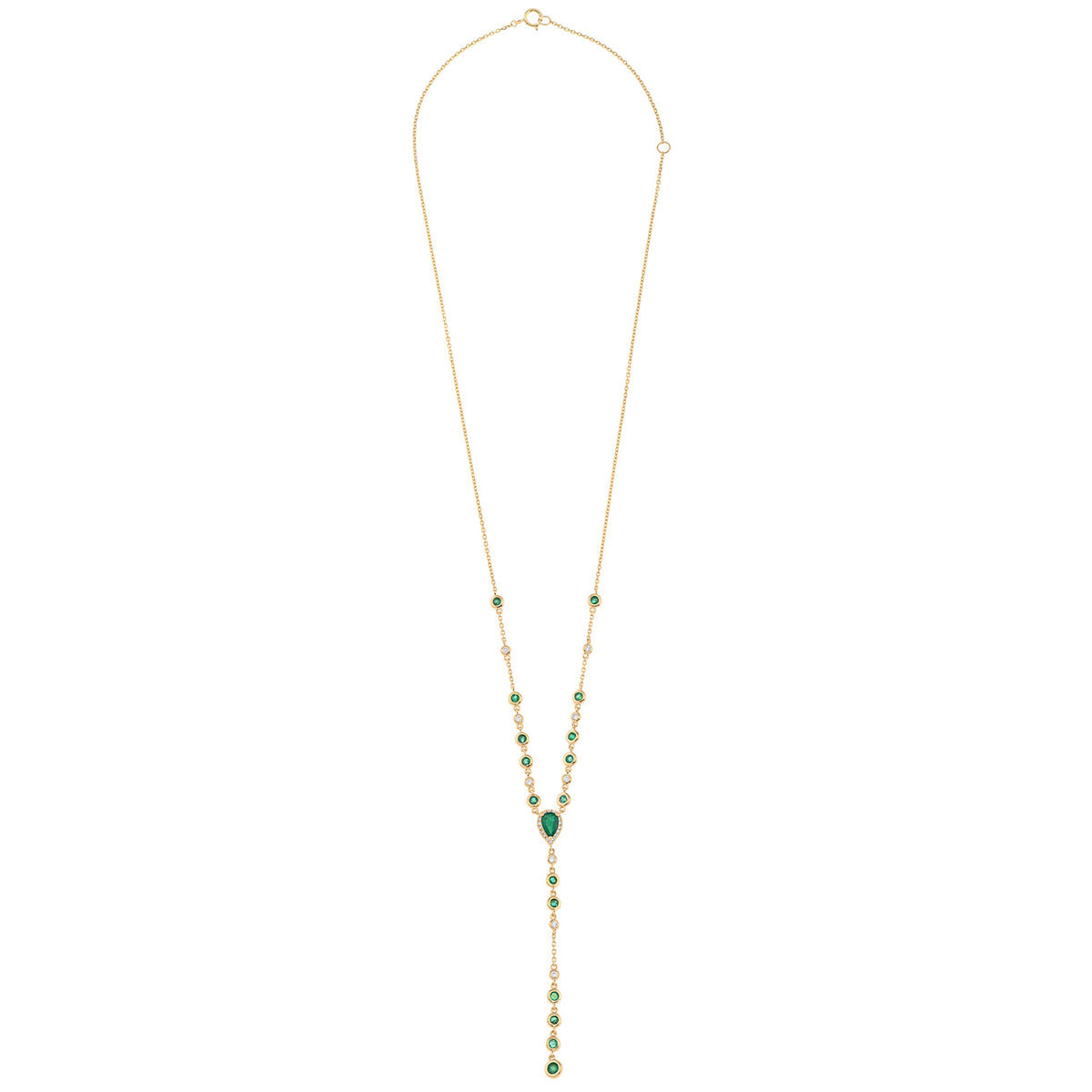 Emerald Necklace. Diamond and emerald necklace. Gift necklace. Gold necklace. Diamond necklace. Precious stone necklace. Rose gold necklace. Chain necklace. Easy to wear necklace. Anatol jewelry. Fine jewelry. Golden Hall. Kifissia. Athens.