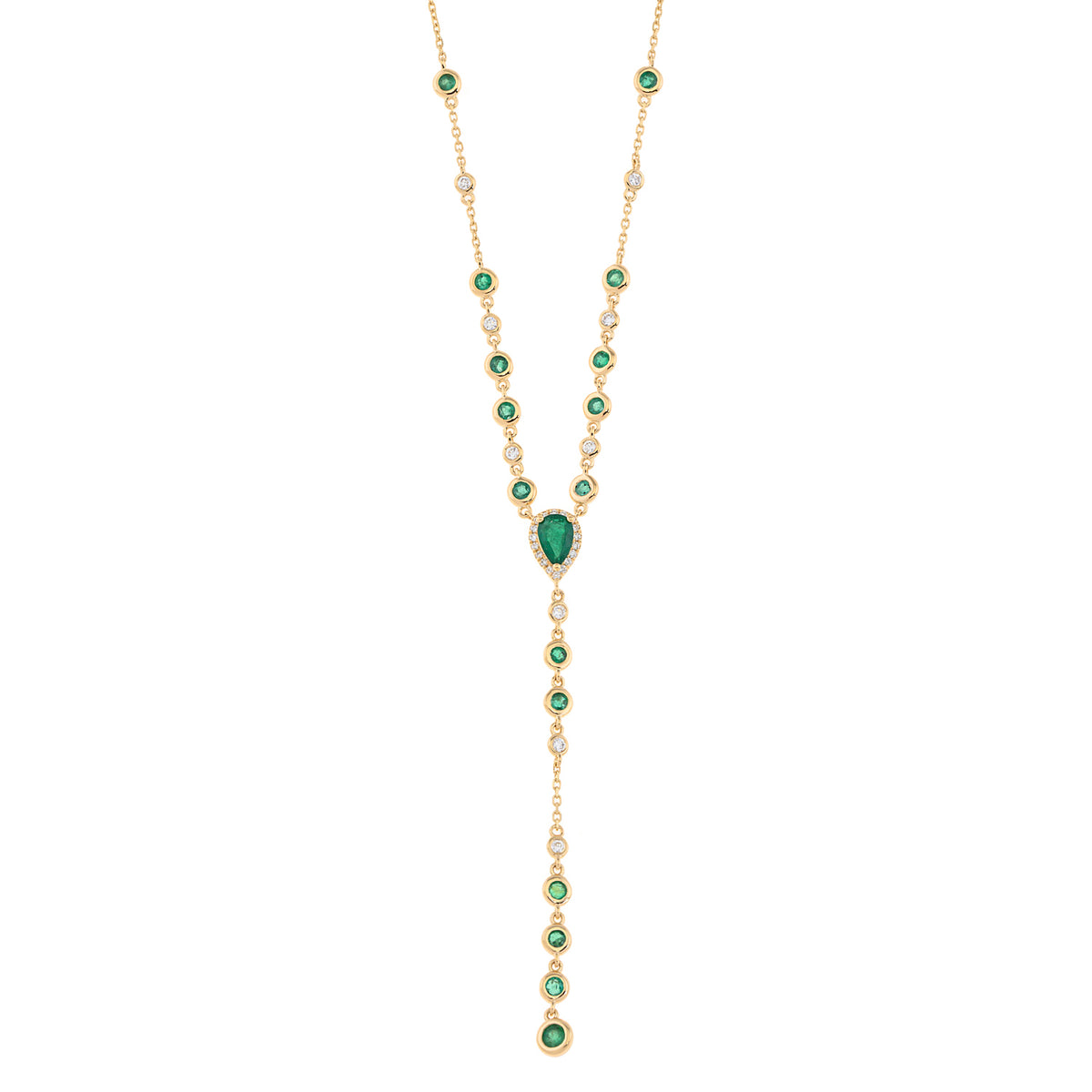 Emerald Necklace. Diamond and emerald necklace. Gift necklace. Gold necklace. Diamond necklace. Precious stone necklace. Rose gold necklace. Chain necklace. Easy to wear necklace. Anatol jewelry. Fine jewelry. Golden Hall. Kifissia. Athens.