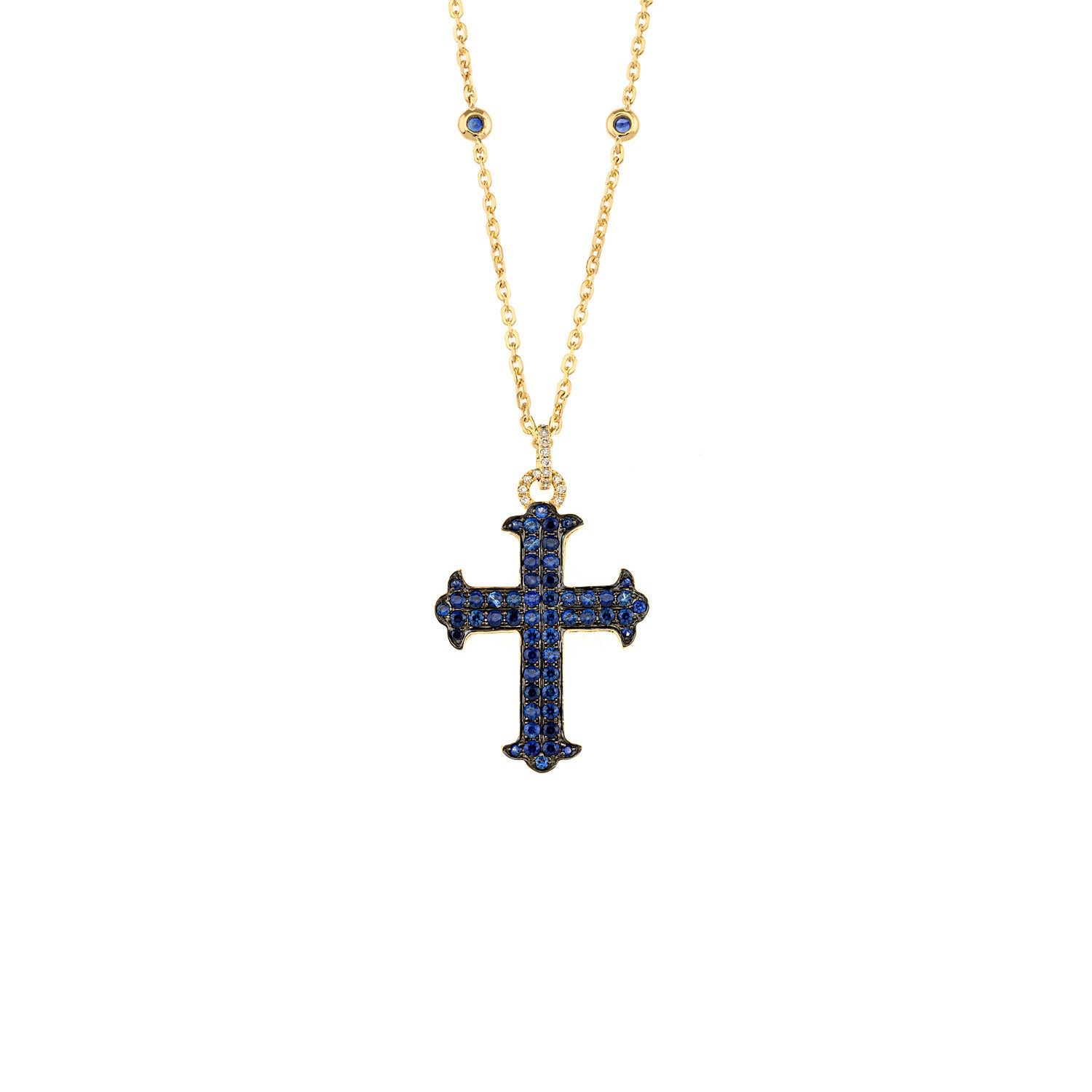 Diamond Cross. Gold and diamond cross. Cross for christening. Cross for baptism. Fine jewellery. Anatol jewellery. Χρυσά κοσμήματα. Κοσμήματα Κηφισιά. Σταυρός χρυσός. Σταυρός με διαμάντια. Βαφτιστικός σταυρός. Σταυρός για βάφτιση.  Σταυρός με μπριγιάν. Sapphire cross necklace.