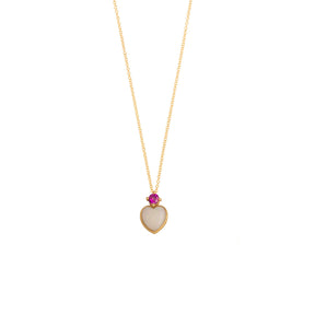 Opal Heart, Ruby Dot Necklace