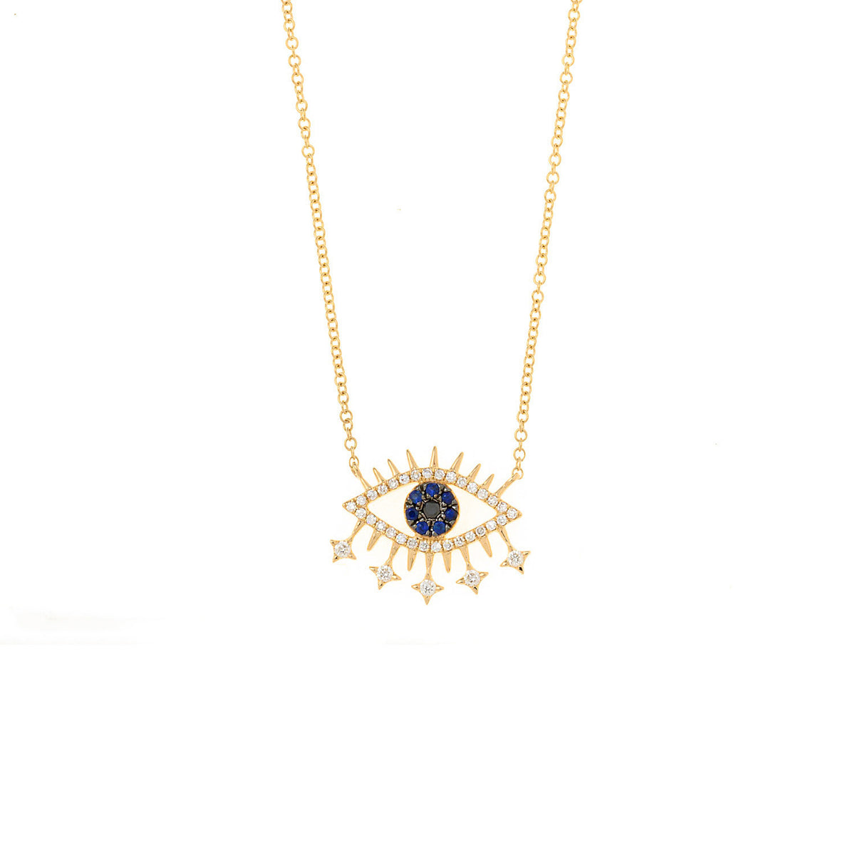 Evil Eye Necklace. Diamond Necklace. Blue Sapphires. Tear drop necklace. 18K Gold. Rose Gold, White Gold, Yellow Gold. Fine Jewelry. Gift. Κολιέ μάτι. Κολιέ για δώρο μάτι. Χρυσό κολιέ. Κολιέ με διαμάντια. Κολιέ με ζαφείρια. Μάτι φυλαχτό. Μάτι με διαμάντια. Στρογγυλό μάτι κολιέ.