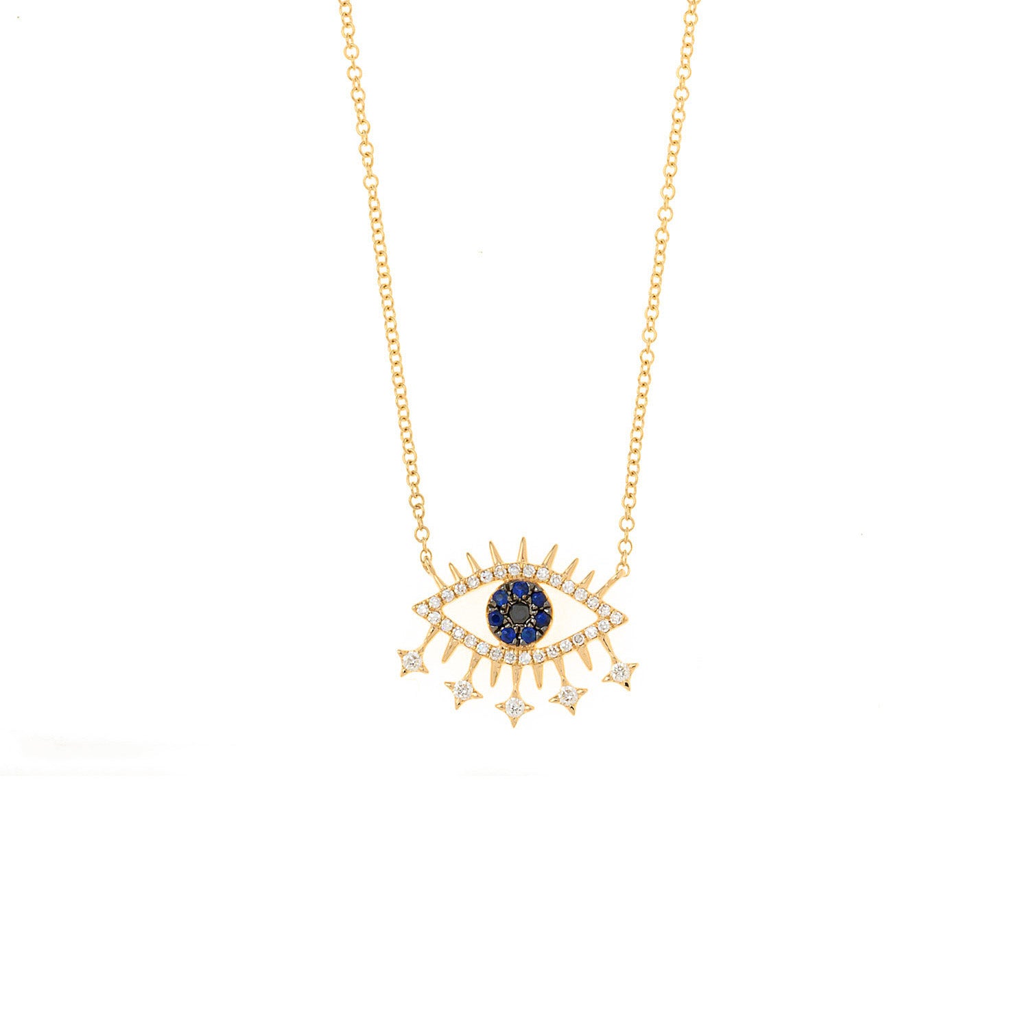 Evil Eye Necklace. Diamond Necklace. Blue Sapphires. Tear drop necklace. 18K Gold. Rose Gold, White Gold, Yellow Gold. Fine Jewelry. Gift. Κολιέ μάτι. Κολιέ για δώρο μάτι. Χρυσό κολιέ. Κολιέ με διαμάντια. Κολιέ με ζαφείρια. Μάτι φυλαχτό. Μάτι με διαμάντια. Στρογγυλό μάτι κολιέ.