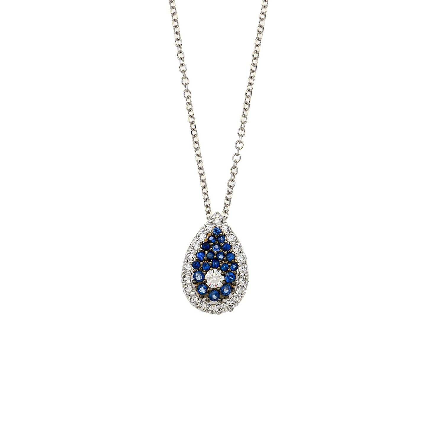 Evil Eye Necklace. Diamond Necklace. Blue Sapphires. Tear drop necklace. 18K Gold. Rose Gold, White Gold, Yellow Gold. Fine Jewelry. Gift. Κολιέ μάτι. Κολιέ για δώρο μάτι. Χρυσό κολιέ. Κολιέ με διαμάντια. Κολιέ με ζαφείρια. Μάτι φυλαχτό. Μάτι με διαμάντια. Στρογγυλό μάτι κολιέ. Drop Eye Necklace.