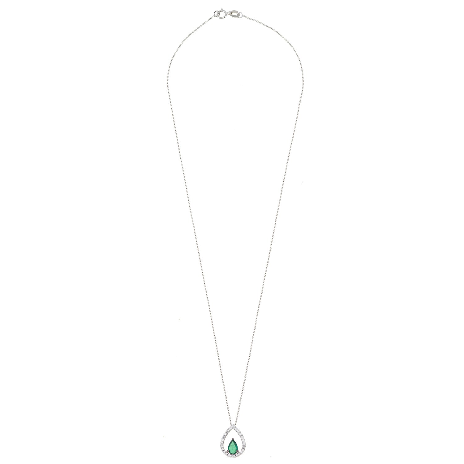 Emerald Necklace. Diamond and emerald necklace. Gift necklace. Gold necklace. Diamond necklace. Precious stone necklace. Rose gold necklace. Chain necklace. Easy to wear necklace. Anatol jewelry. Fine jewelry. Golden Hall. Kifissia. Athens.