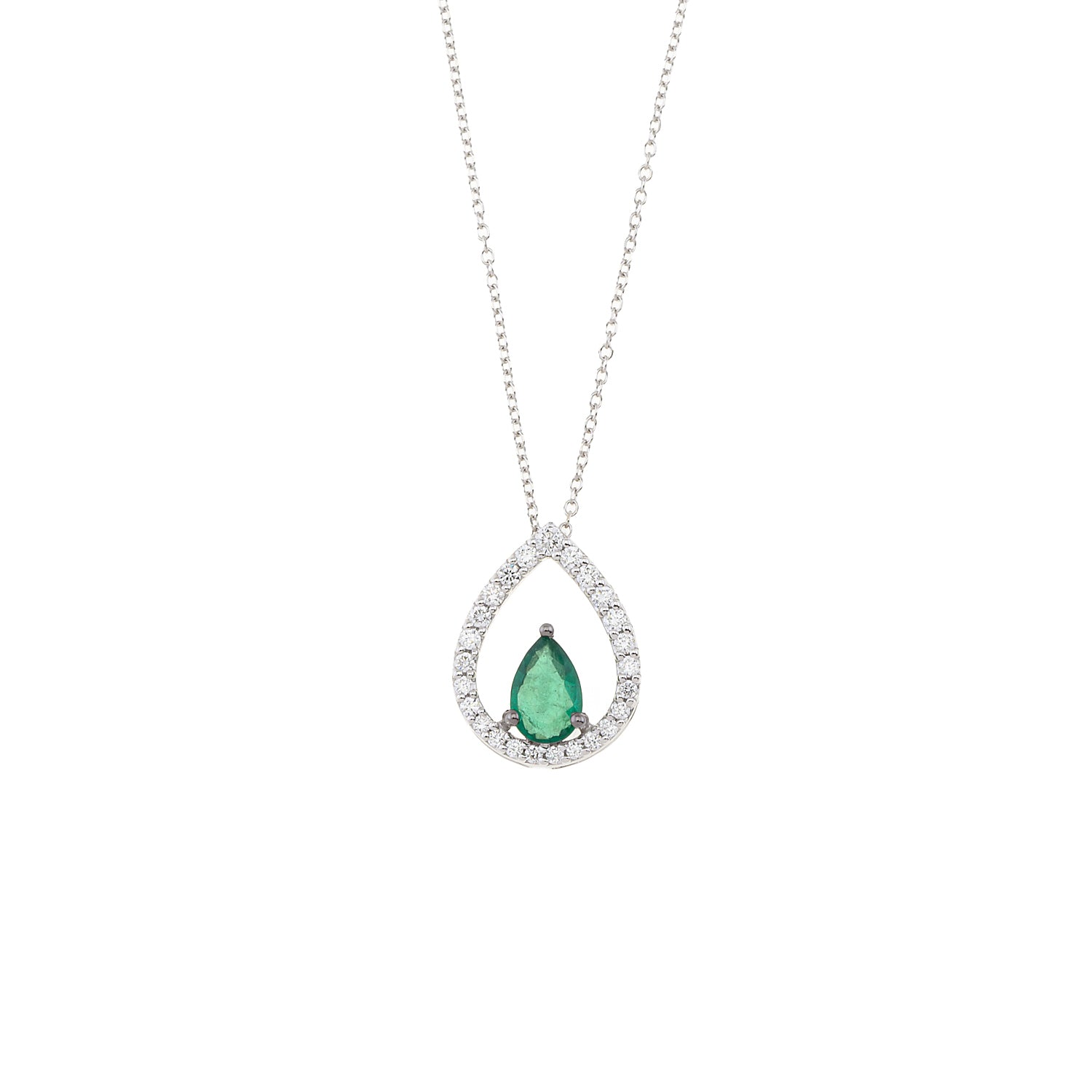 Emerald Necklace. Diamond and emerald necklace. Gift necklace. Gold necklace. Diamond necklace. Precious stone necklace. Rose gold necklace. Chain necklace. Easy to wear necklace. Anatol jewelry. Fine jewelry. Golden Hall. Kifissia. Athens.