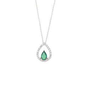 Emerald Necklace. Diamond and emerald necklace. Gift necklace. Gold necklace. Diamond necklace. Precious stone necklace. Rose gold necklace. Chain necklace. Easy to wear necklace. Anatol jewelry. Fine jewelry. Golden Hall. Kifissia. Athens.