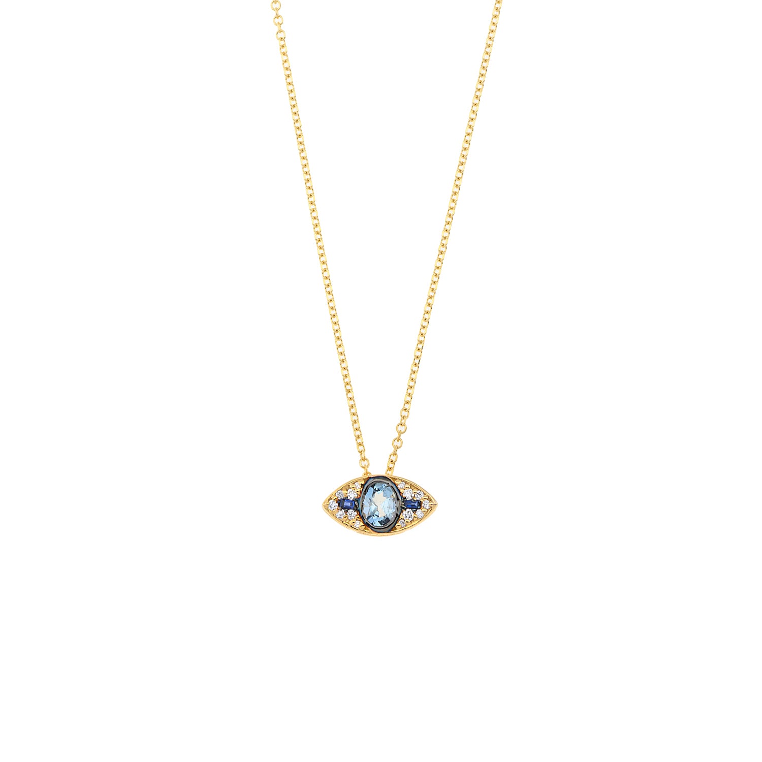 Evil Eye Necklace. Diamond Necklace. Blue Sapphires. Tear drop necklace. 18K Gold. Rose Gold, White Gold, Yellow Gold. Fine Jewelry. Gift. Κολιέ μάτι. Κολιέ για δώρο μάτι. Χρυσό κολιέ. Κολιέ με διαμάντια. Κολιέ με ζαφείρια. Μάτι φυλαχτό. Μάτι με διαμάντια. Στρογγυλό μάτι κολιέ.