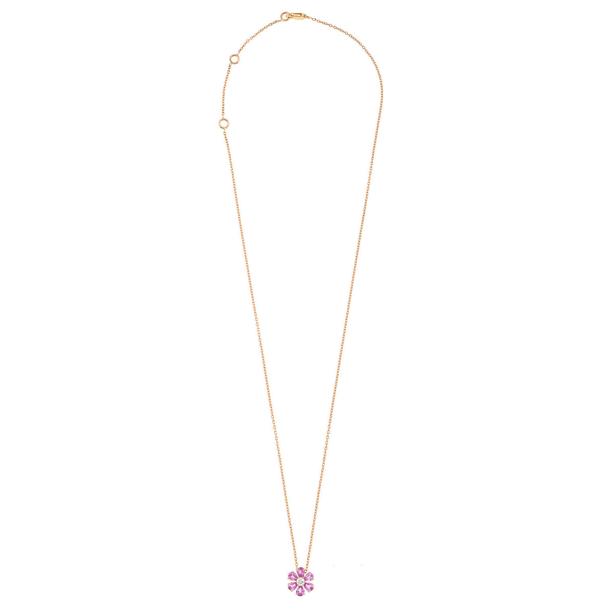 Flower necklace. Pink sapphire necklace. Evan Anatol. Anatol jewellery. Golden Hall. Athens. Greek jewellery. Diamond Necklace. Fine Jewellery.