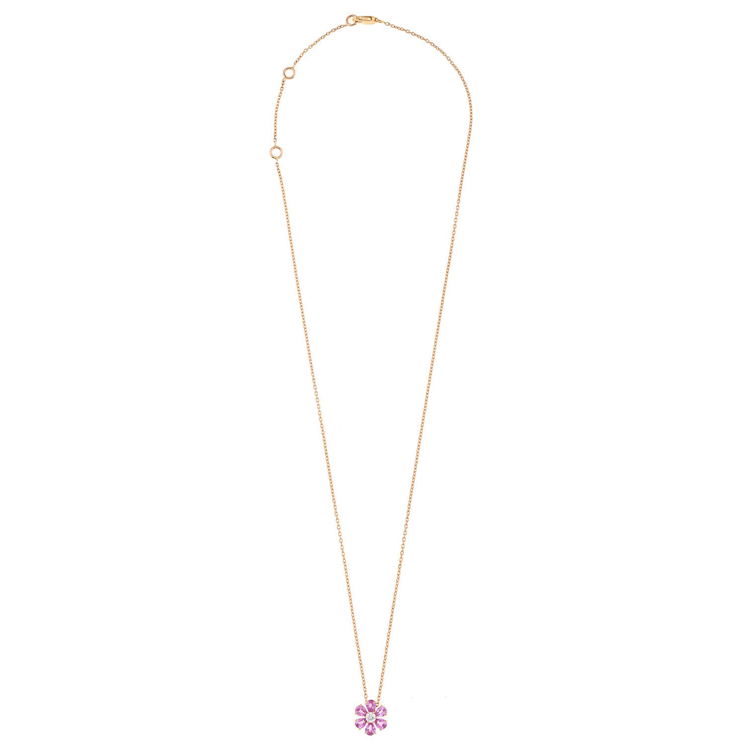 Flower necklace. Pink sapphire necklace. Evan Anatol. Anatol jewellery. Golden Hall. Athens. Greek jewellery. Diamond Necklace. Fine Jewellery.