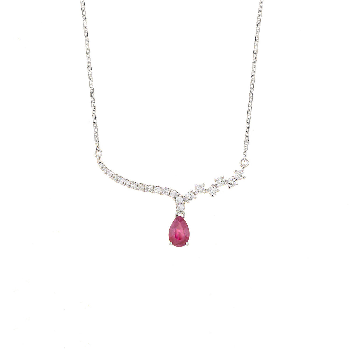 Ruby Necklace. Diamond and ruby necklace. Red stone necklace. Ruby necklace for gift. Rare ruby stone necklace. Diamond jewellery. Anatol jewellery. 