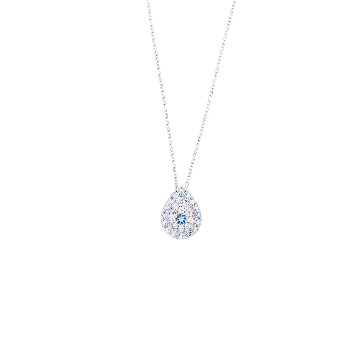 Blue Aqua Drop Eye Necklace