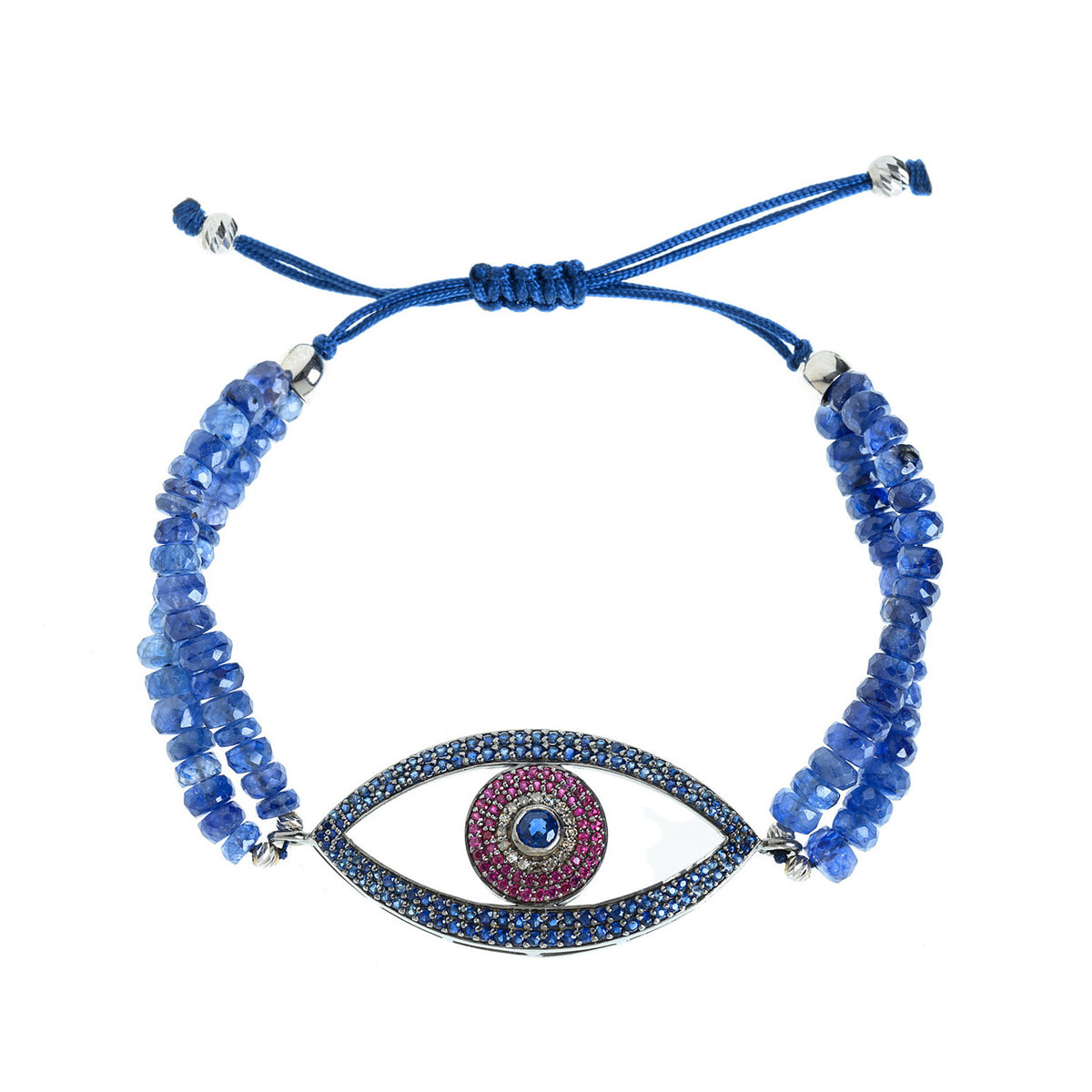 Gourmette Bracelet en Argent Contre le Mauvais Oeil Bleu Grec Turc Mat -  Artistika