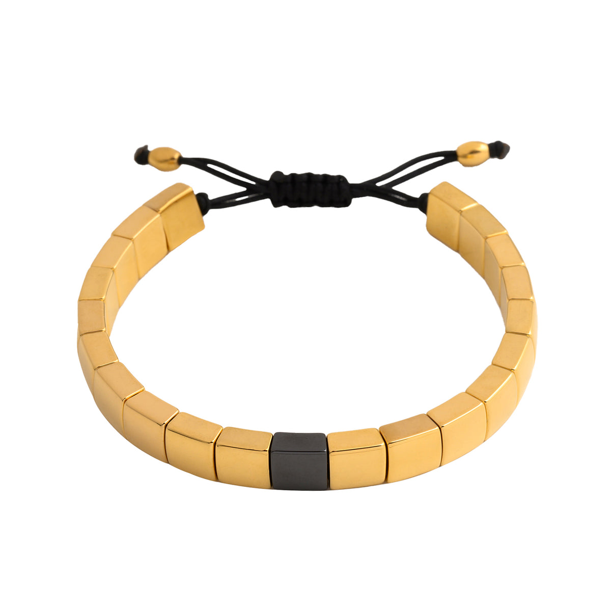 Black Block Golden Ceramic Bracelet