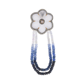 Sapphire Driplet, Flower Earrings