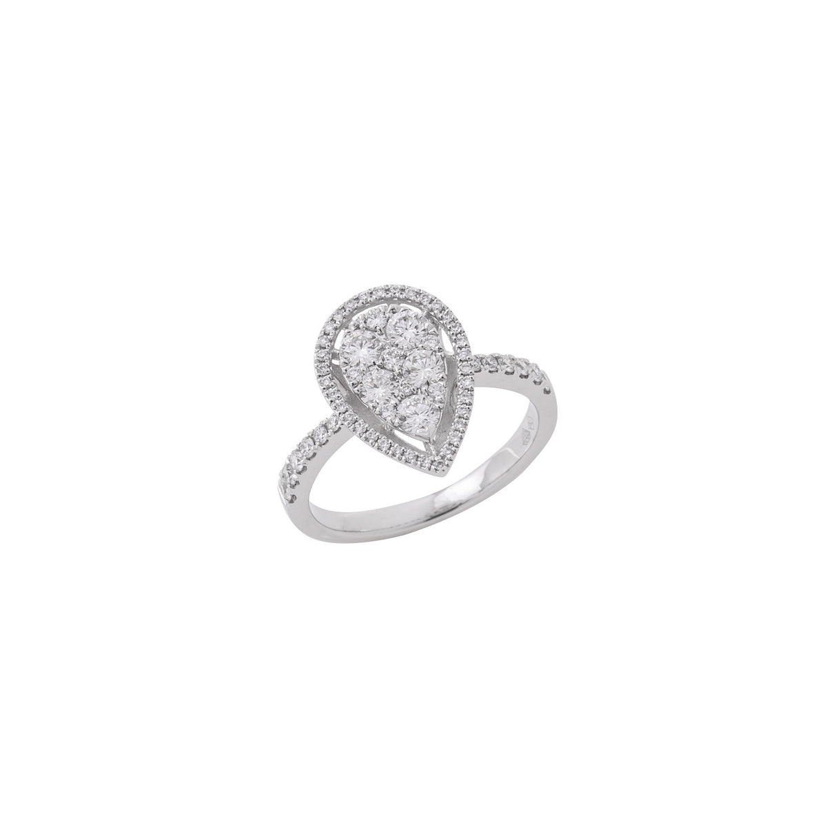 A fashionable high-end ring made with rare diamonds. The rings in this collection are stunners and are a great addition to a beautiful collection of jewelry. Let these beautiful pieces capture your heart. Pear shape diamond ring. Engagement ring.