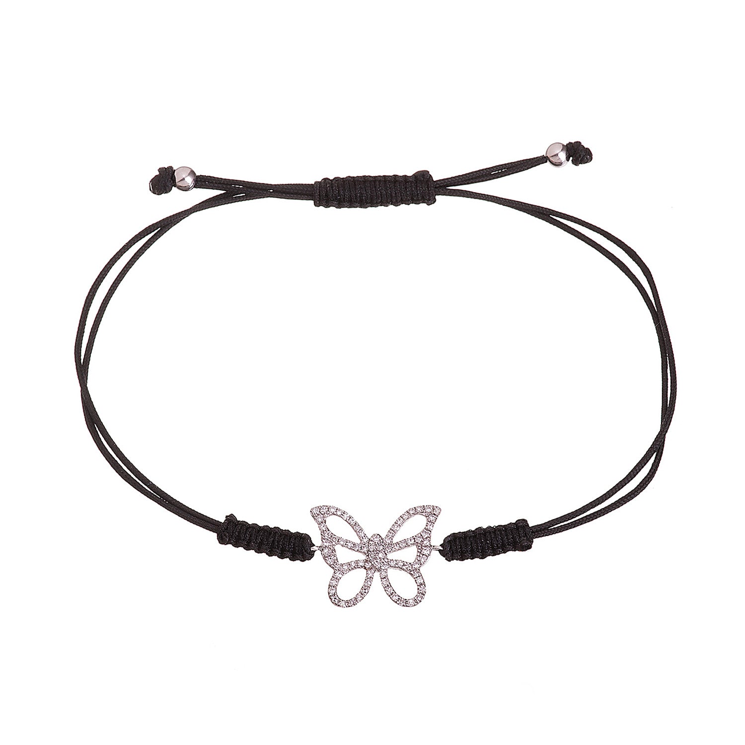 Diamond Butterfly Cord Bracelet