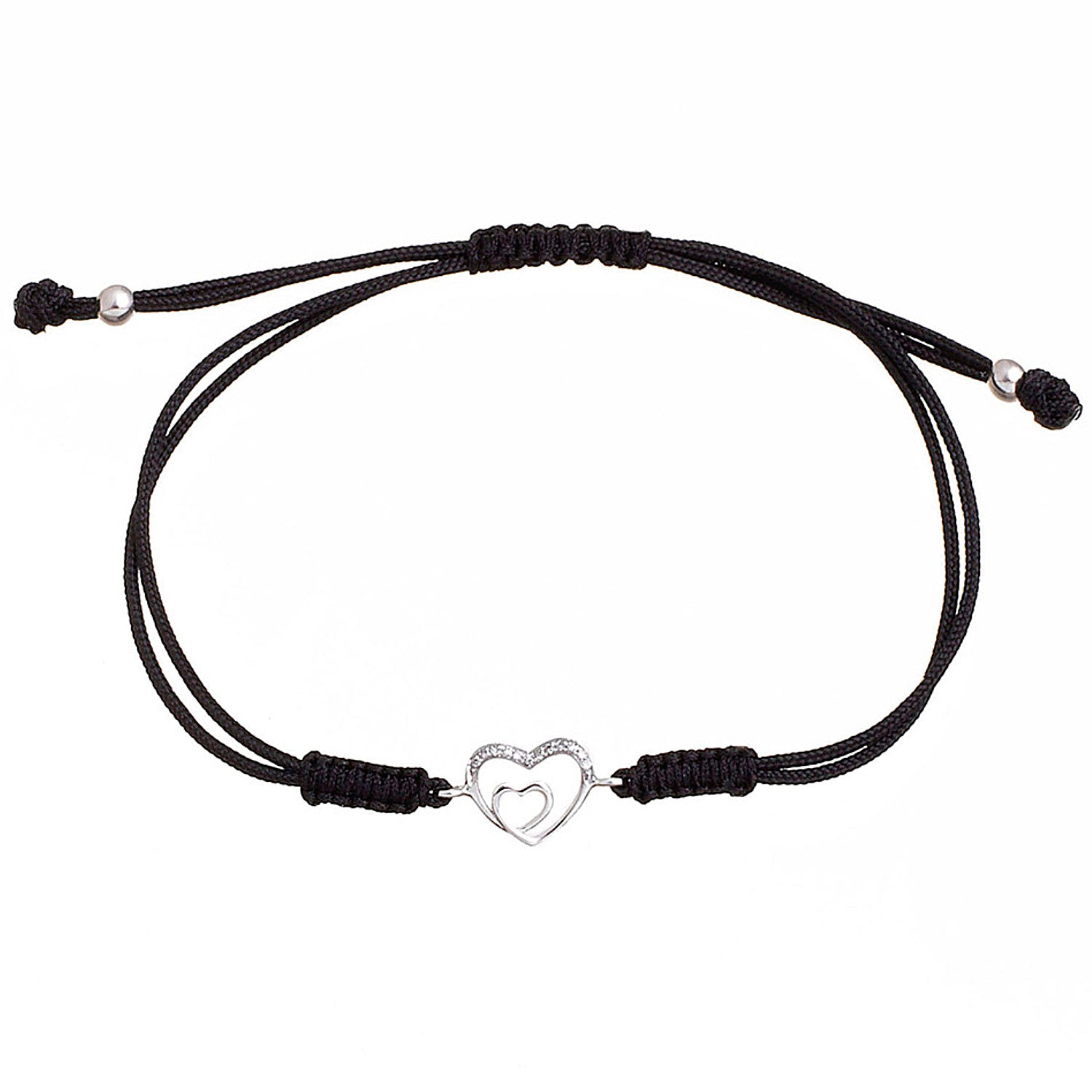 Diamond Heart Bracelet. Cord bracelet