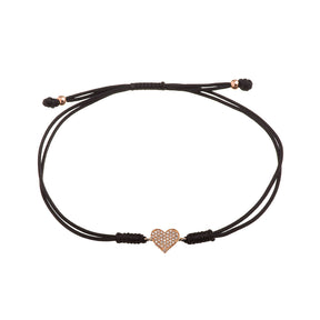 Diamond Heart Cord Bracelet - Anatol Jewelry