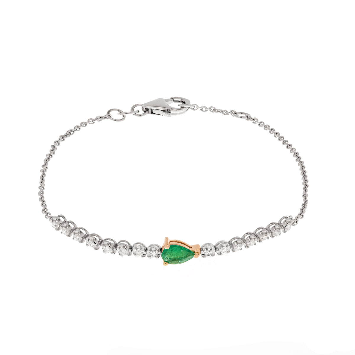 Diamond tennis bracelet. Emerald bracelet. Diamond and emerald bracelet.