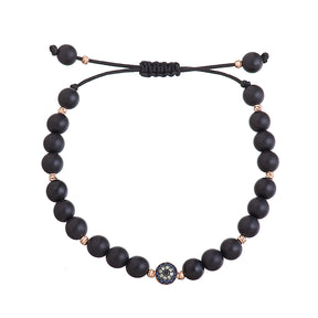 Evil Eye Onyx Bead Bracelet