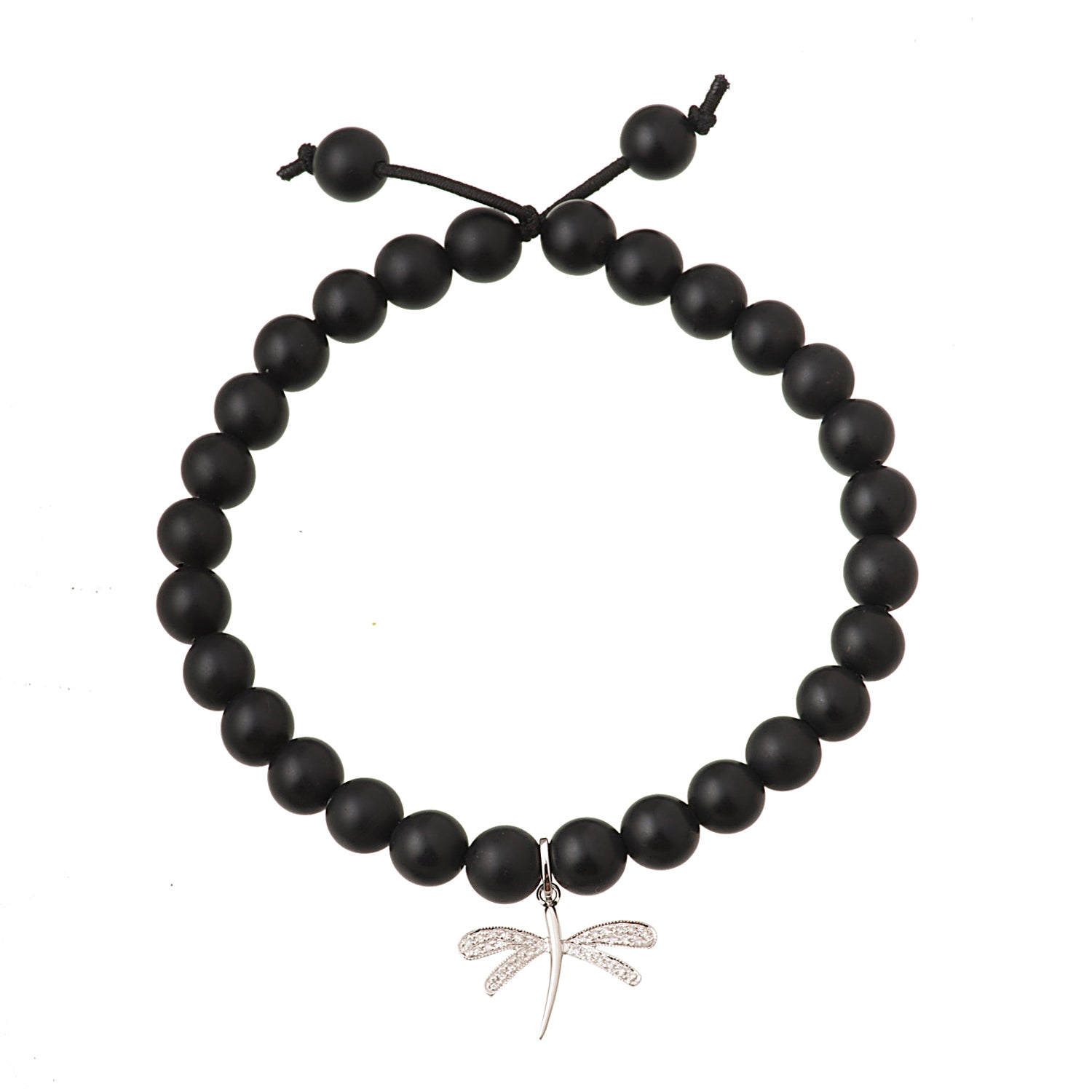Diamond Firefly Bracelet with Onyx Beads