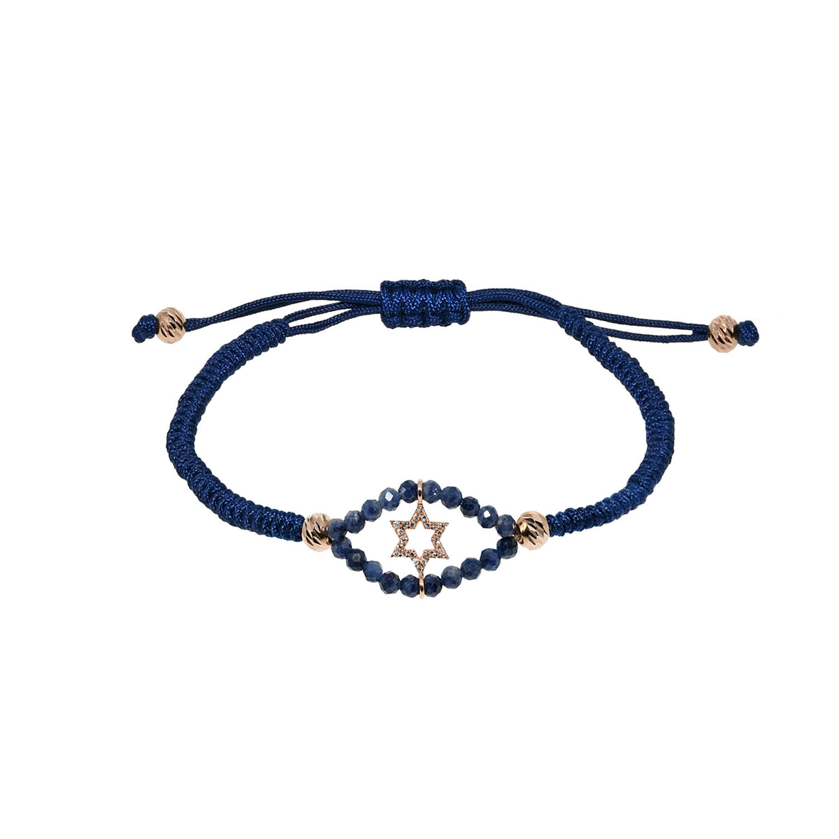Diamond star bracelet. Star bracelet. Cord bracelet. Sapphire bead bracelet