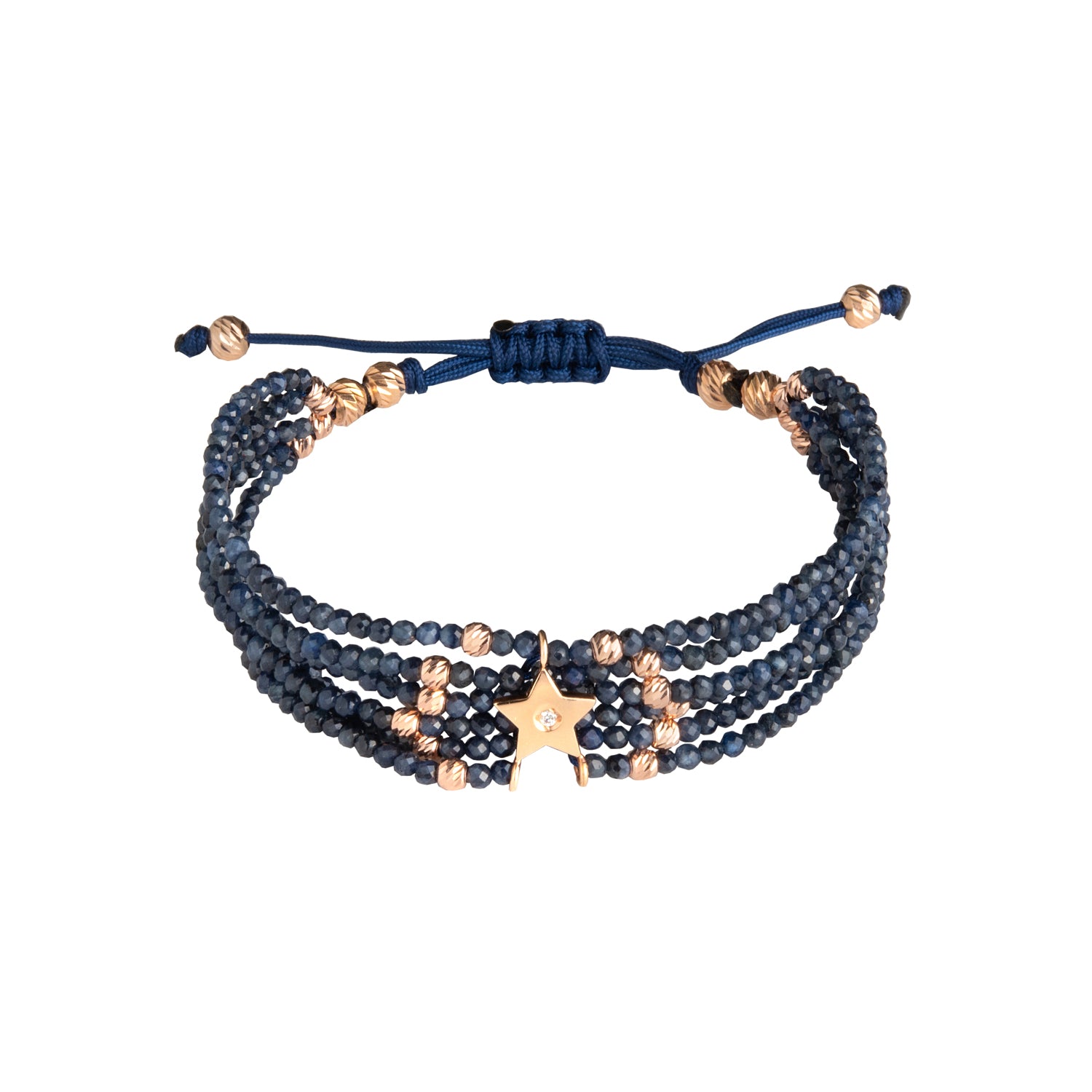 18K Gold and Diamond Star Sapphire Bead Bracelet