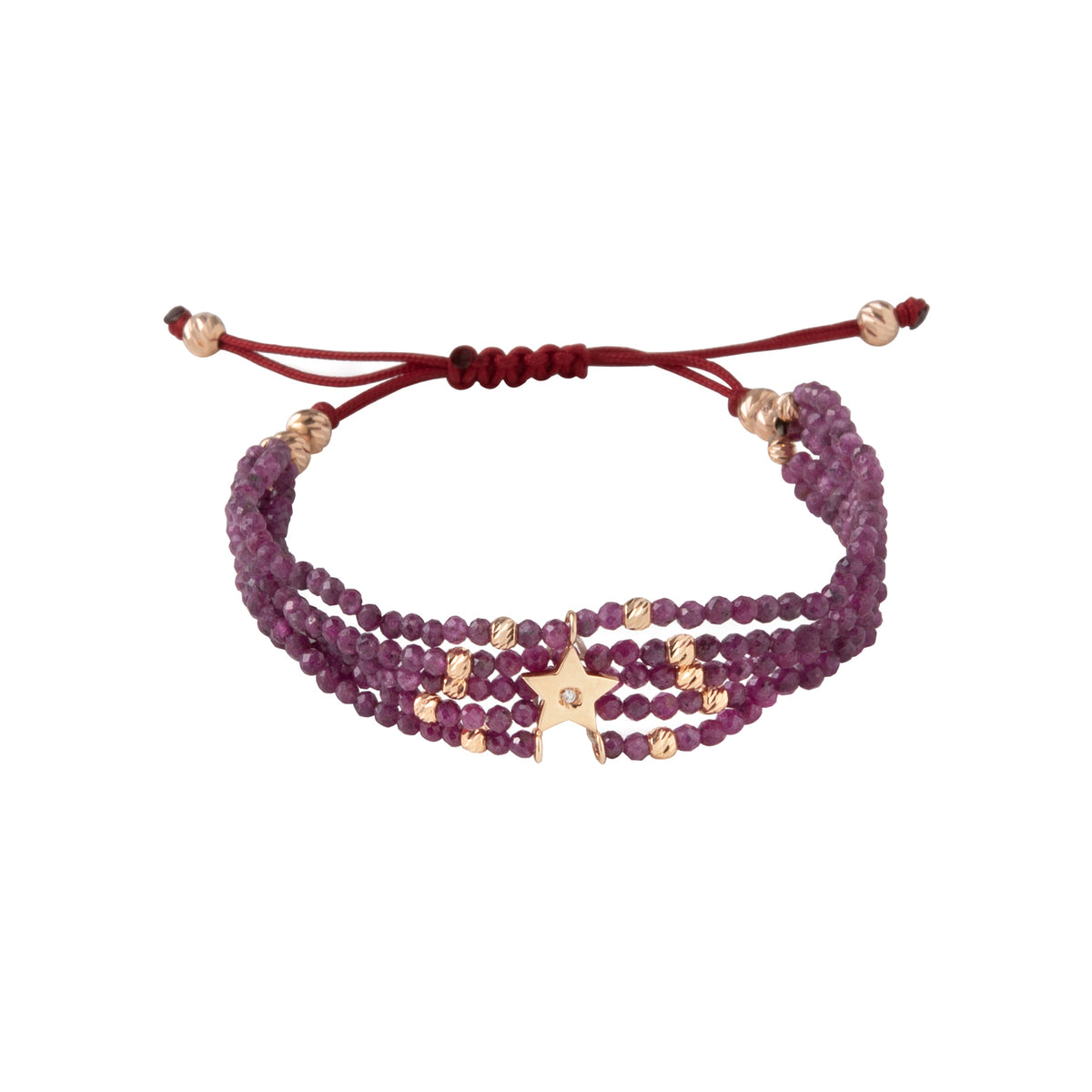 Star bracelet with ruby beads