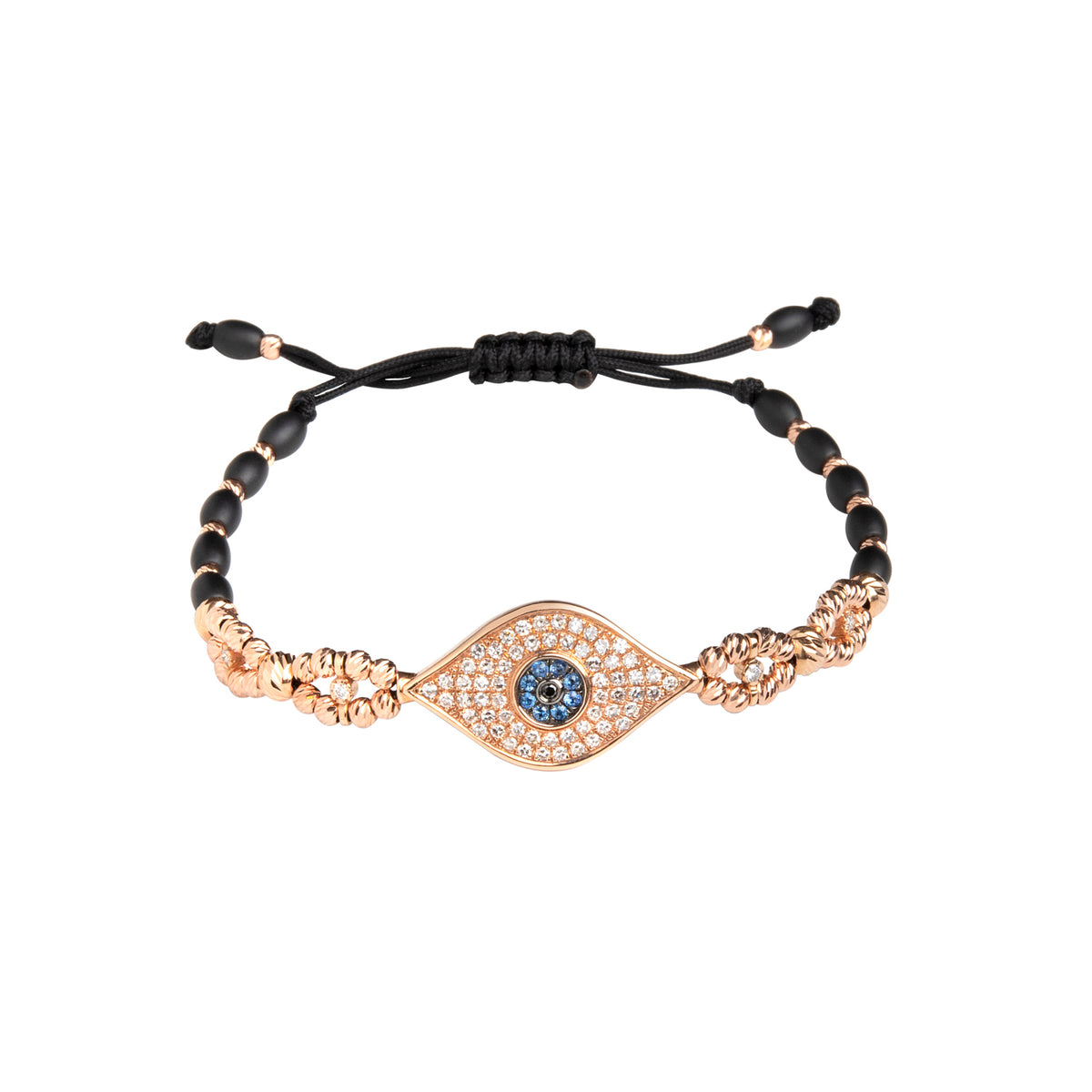 18K Gold, Diamond and Sapphire Evil Eye Ceramic Bracelet