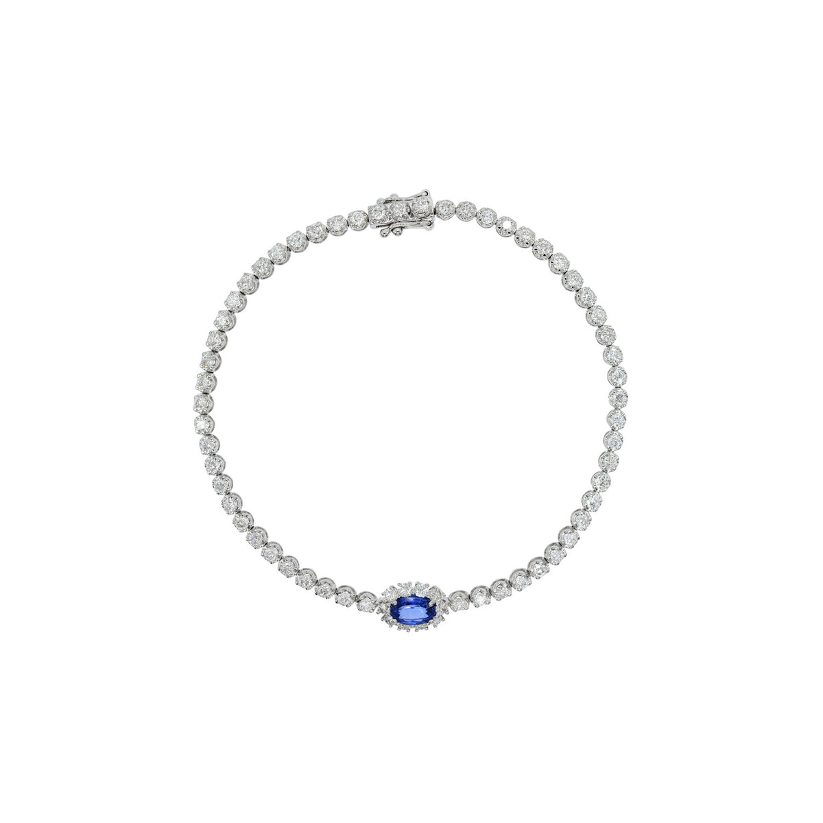 Sapphire and diamond bracelet. Diamond tennis bracelet.