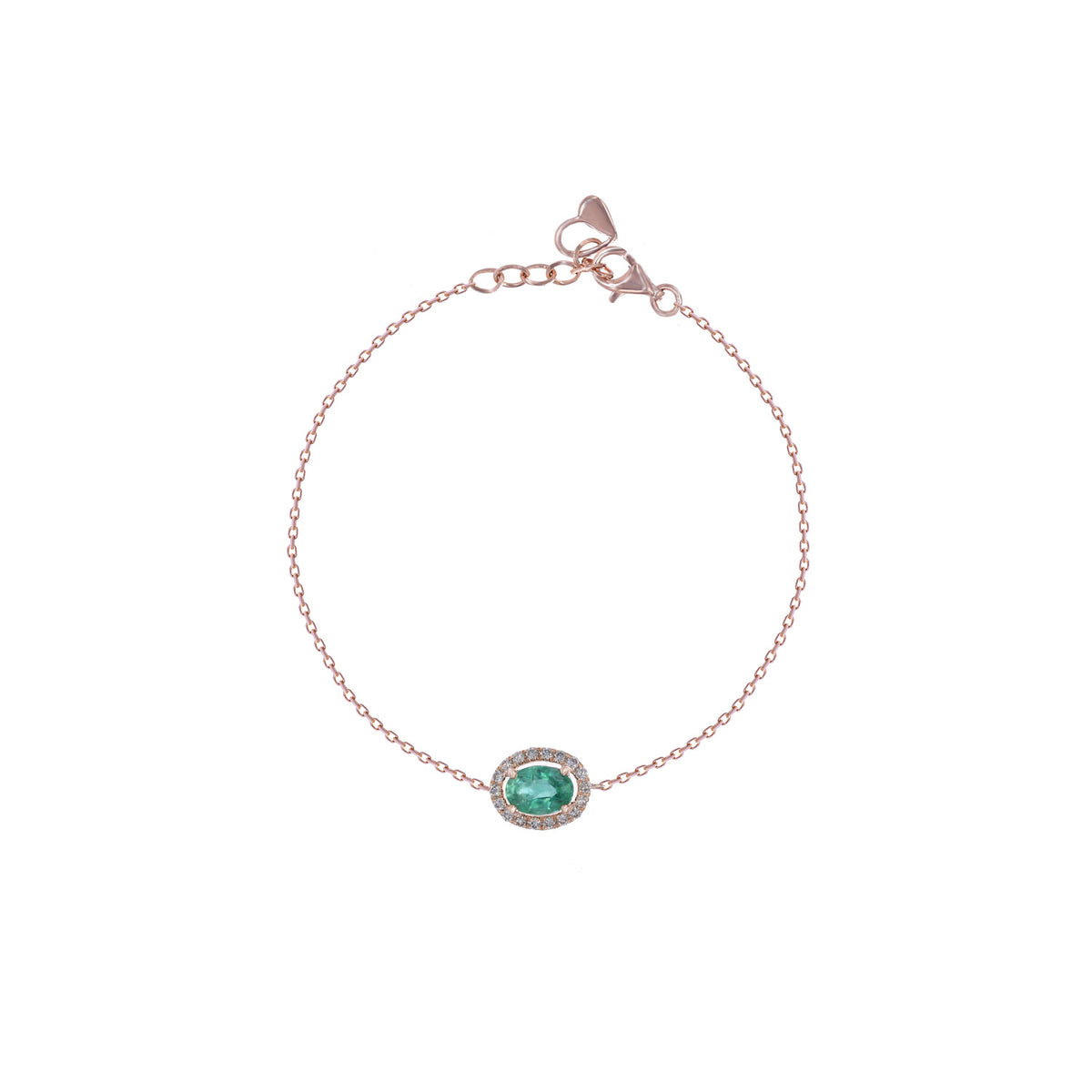 Oval Emerald and diamond bracelet,. Chain diamond bracelet
