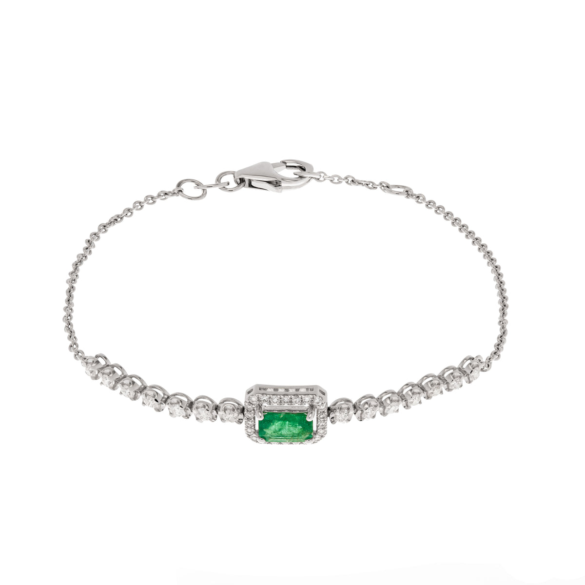 Diamond tennis bracelet. Emerald bracelet. Diamond and emerald bracelet